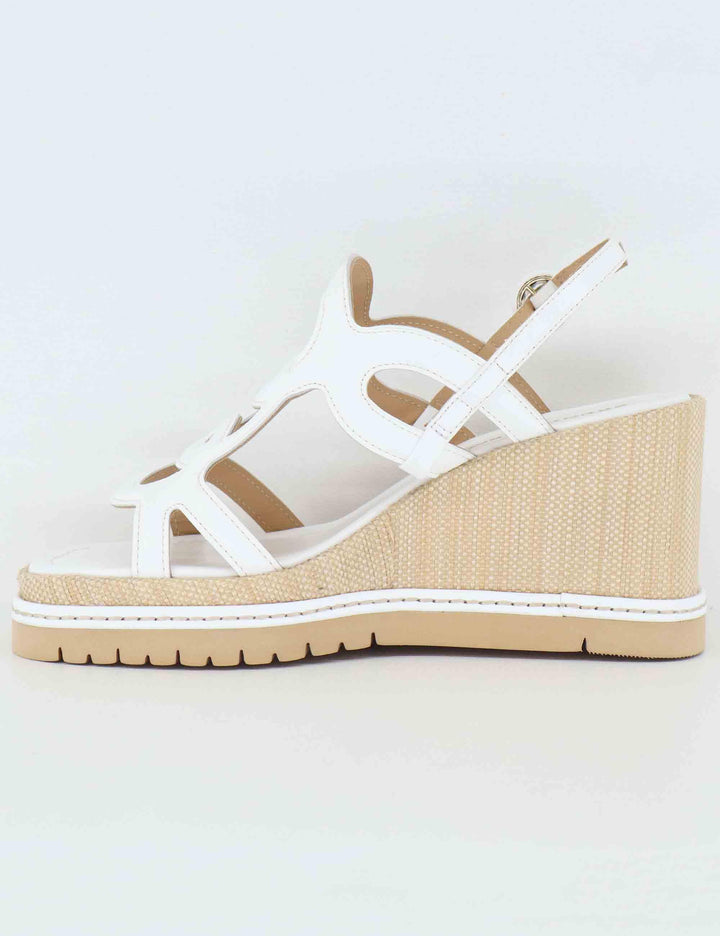 Sandali donna in pelle bianca con zeppa alta in rafia BL5403X 100 Bruno Premi 