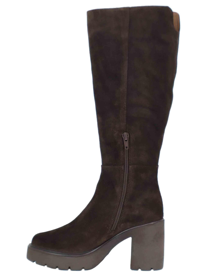 Stivali donna in camoscio marrone con suola alta in gomma KAYLI BS BROWN Unisa 