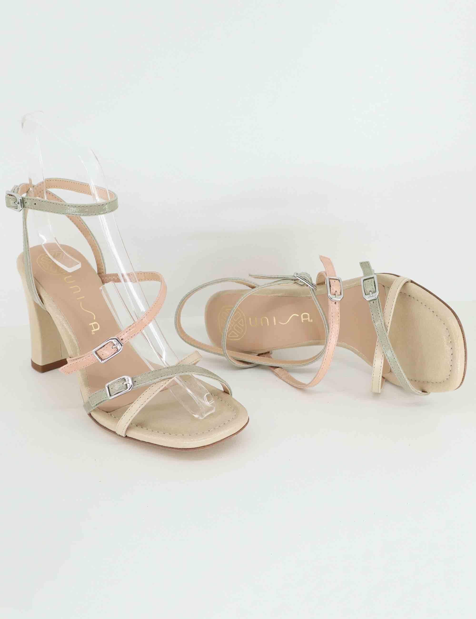 Sandali donna in pelle nude tacco alto con cinturino alla caviglia SILVY GIA_MULTI SKIN Unisa 