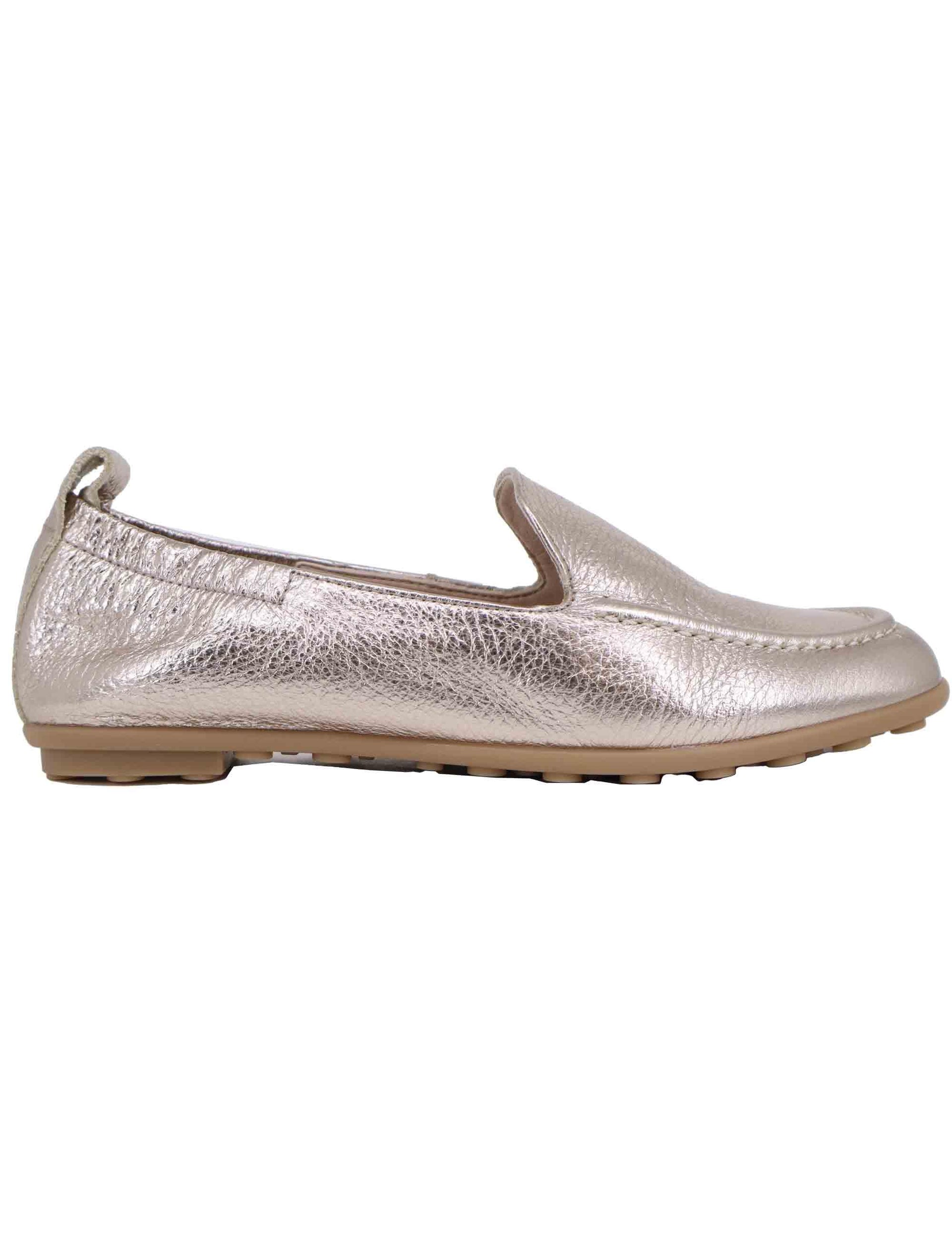 Mocassini donna in pelle laminata platino con suola in gomma HV253177 C006 Hispanitas 