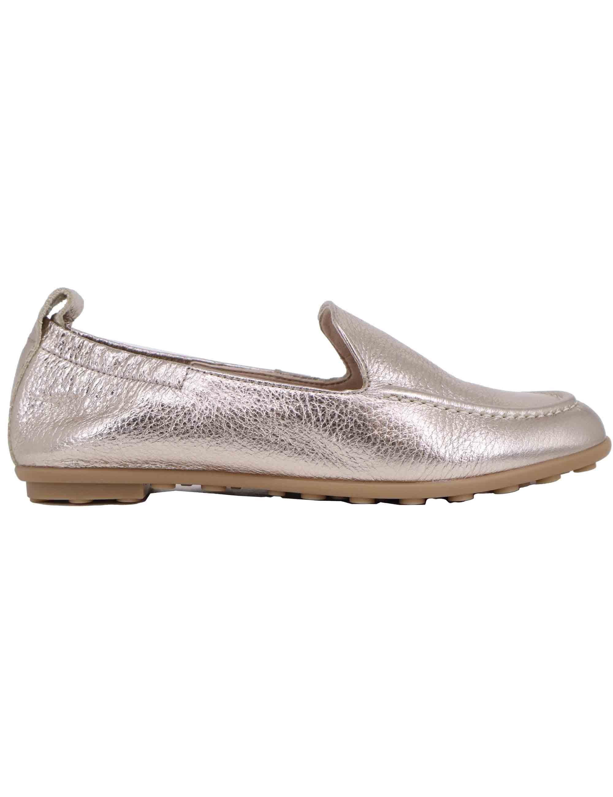 Mocassini donna in pelle laminata platino con suola in gomma HV253177 C006 Hispanitas 