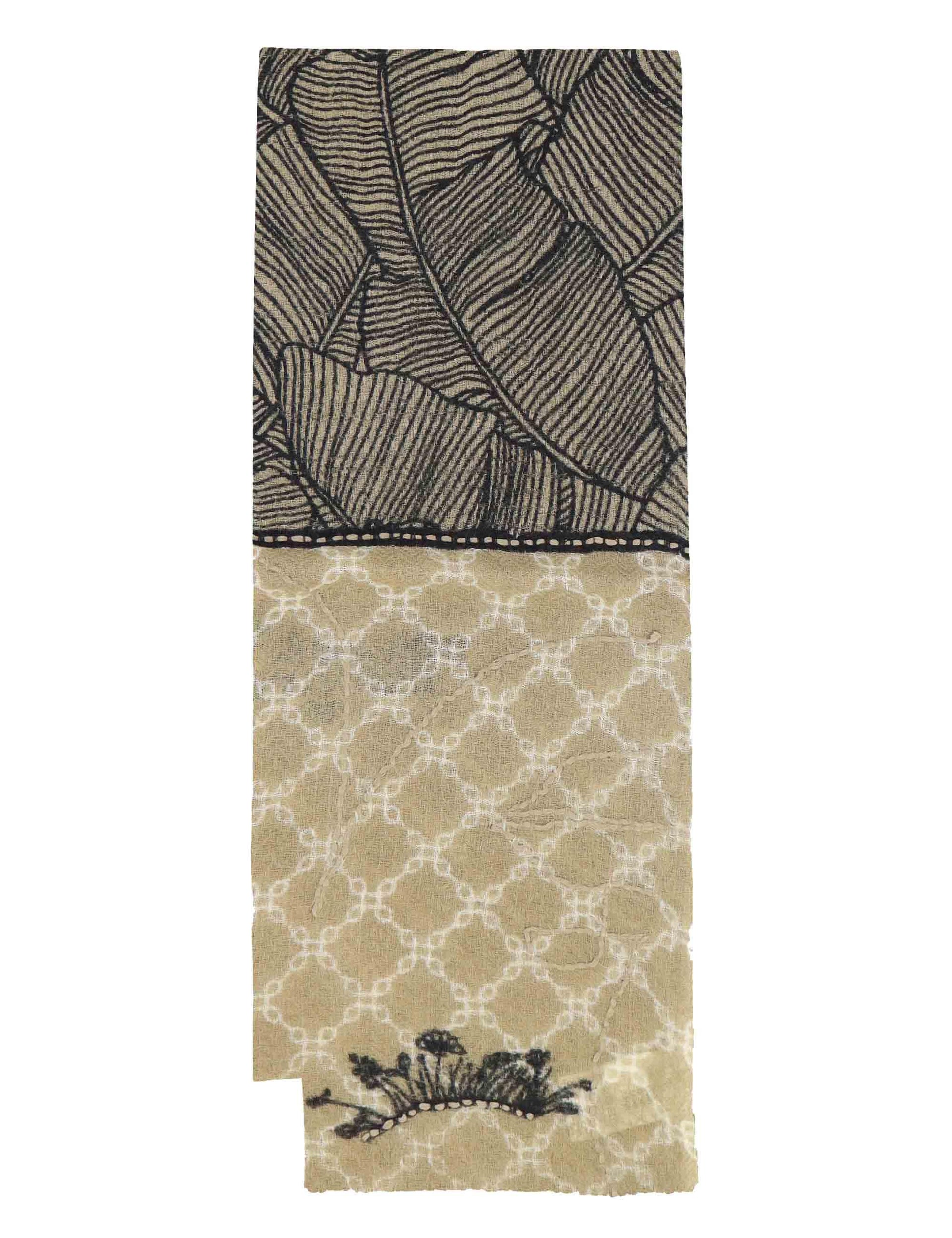 Sciarpe donna in lana taupe con stampe e ricami 61260018 0012 Pyaar 