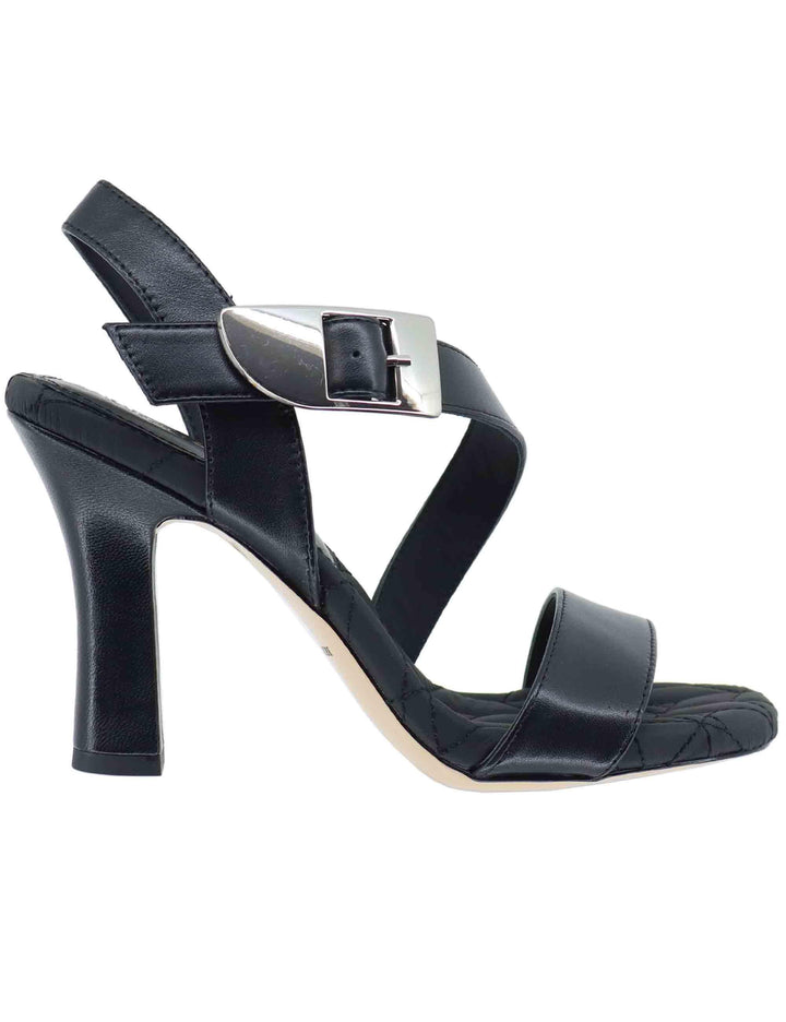 Sandali donna in pelle nera tacco alto con fibbia oro BL5703X 001 Bruno Premi 