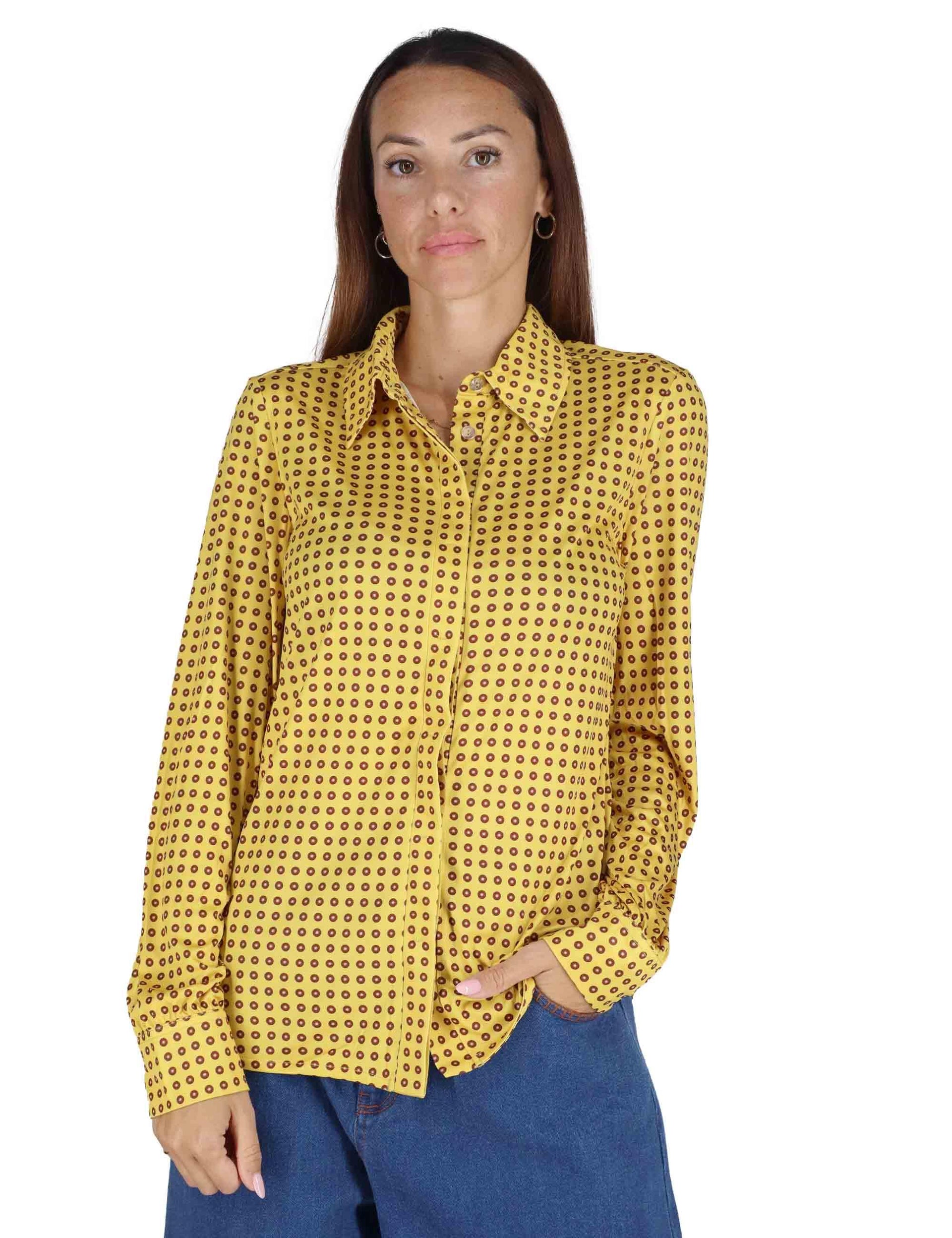 Camicie donna Micro Print in jersey giallo a fantasia JM556470654 A7090 Maliparmi 