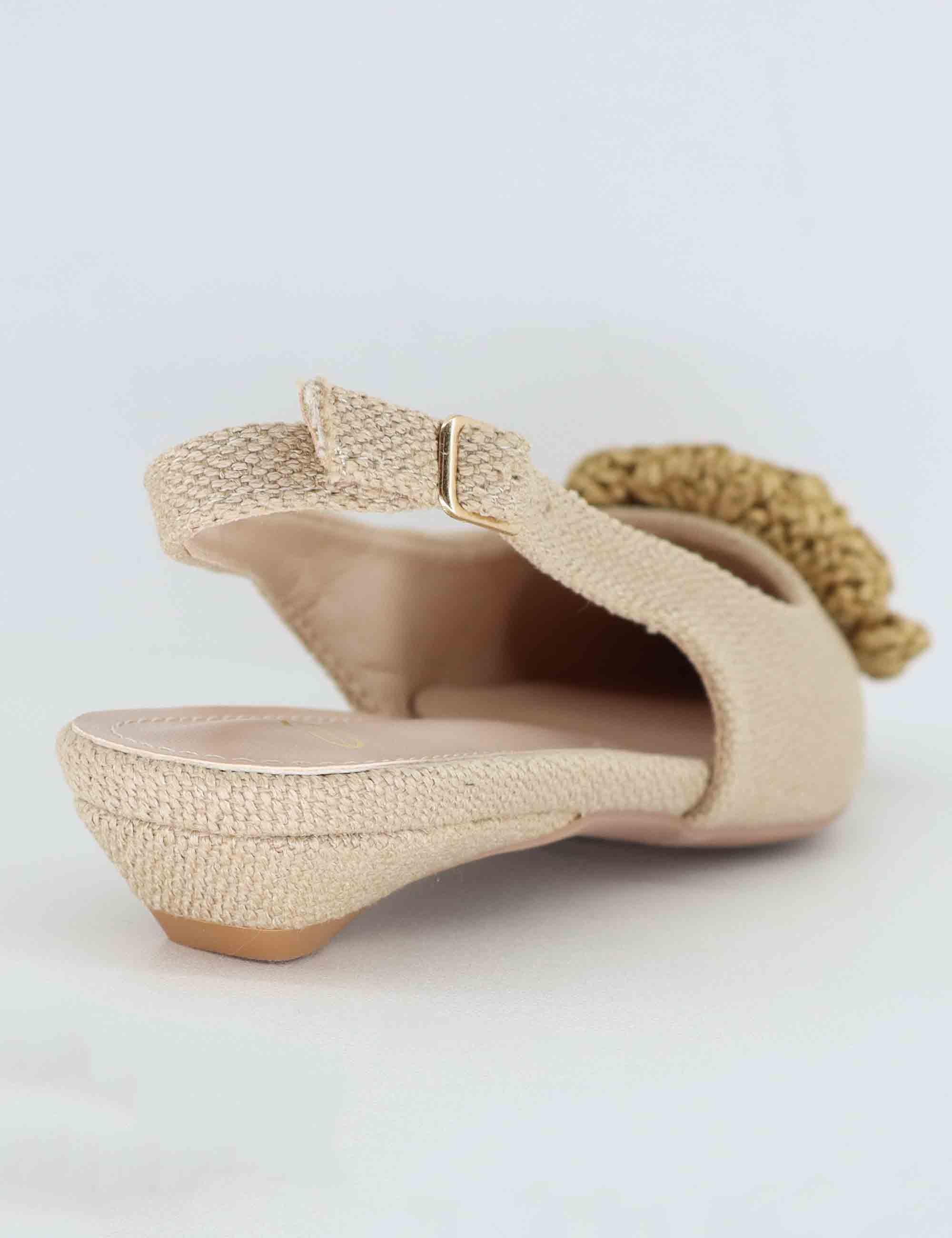 Slingback donna in tessuto beige con fiore U47000132700 TL20-13 Exe 