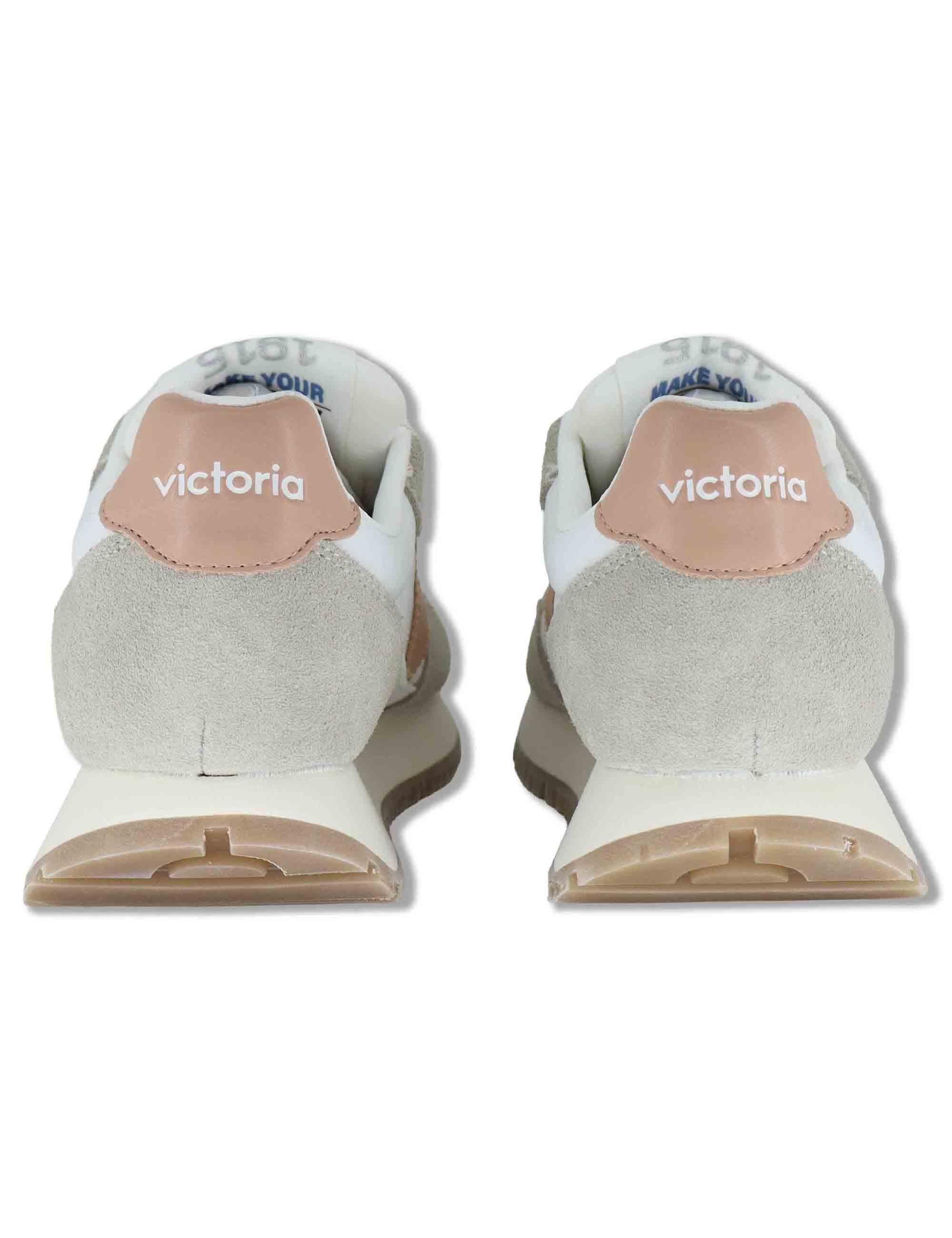 Sneakers donna Viento in nylon e camoscio bianco con logo rosa 1157106 497_Cuarzo Victoria 