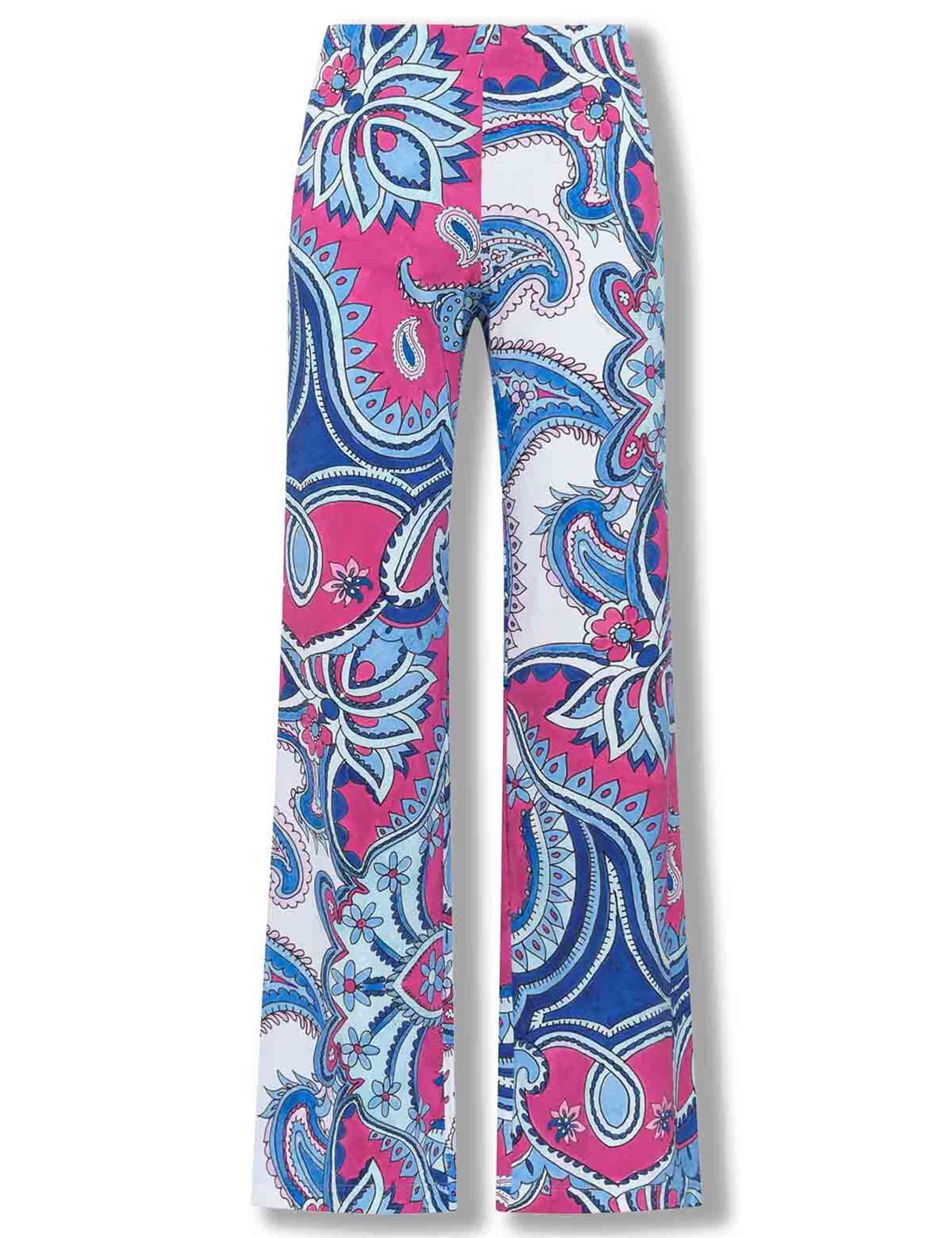 Pantaloni donna Hippie Lotus in tessuto leggero azzuro e blu a fantasia JH400970671 A8184 Maliparmi 