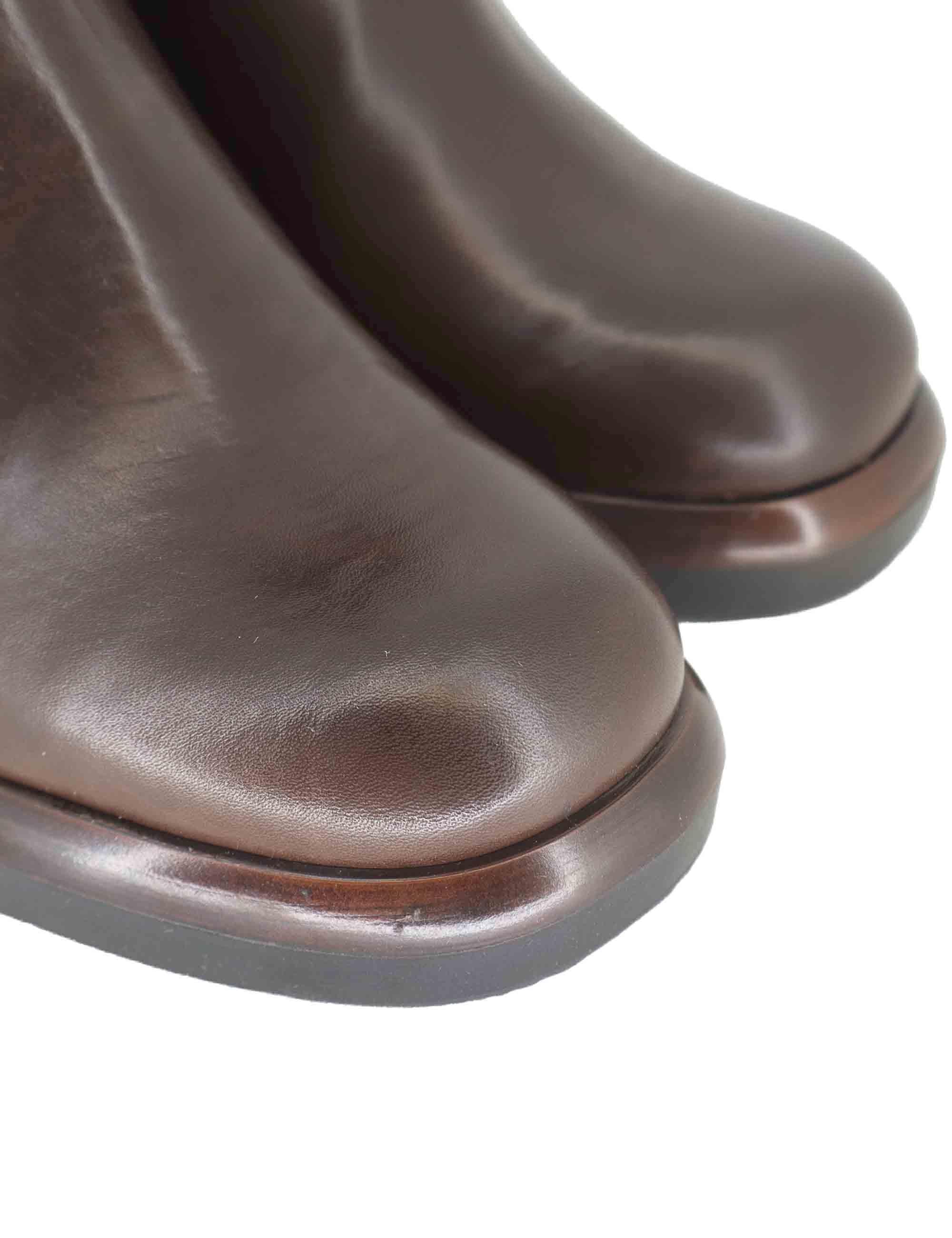 Stivaletti donna in pelle marrone con tacco alto e plateau SPTR2009 014 Spatarella 