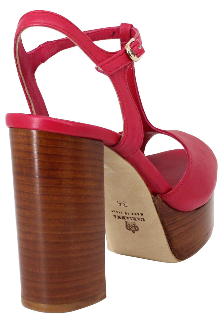 Sandali donna in pelle rossa con cinturino tacco alto e plateau DS7010 017 L'Arianna 