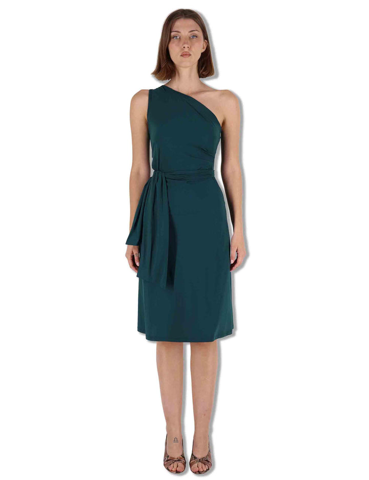 Abiti donna Soft in jersey verde monospalla con fusciacca JF671570210 60050 Maliparmi 