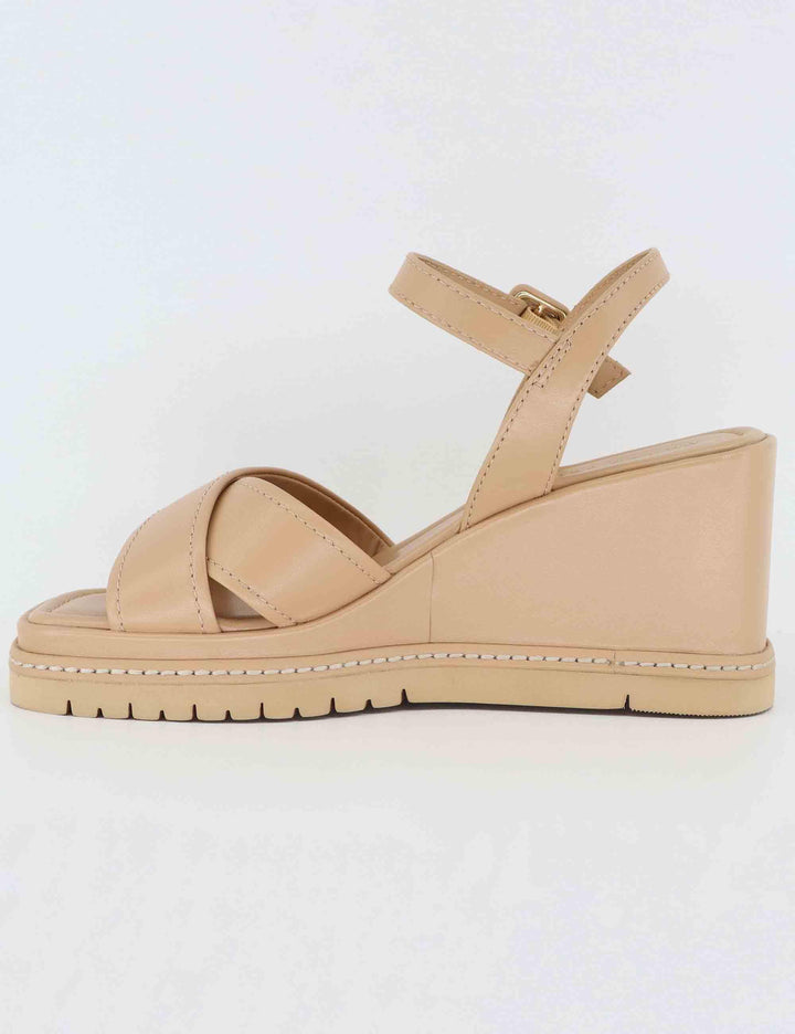 Sandali donna in pelle beige con zeppa alta BL5302X 017G Bruno Premi 