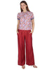 Elastic Waist Trousers in burgundy linen Women JABPN0001-F1369-1254 4235