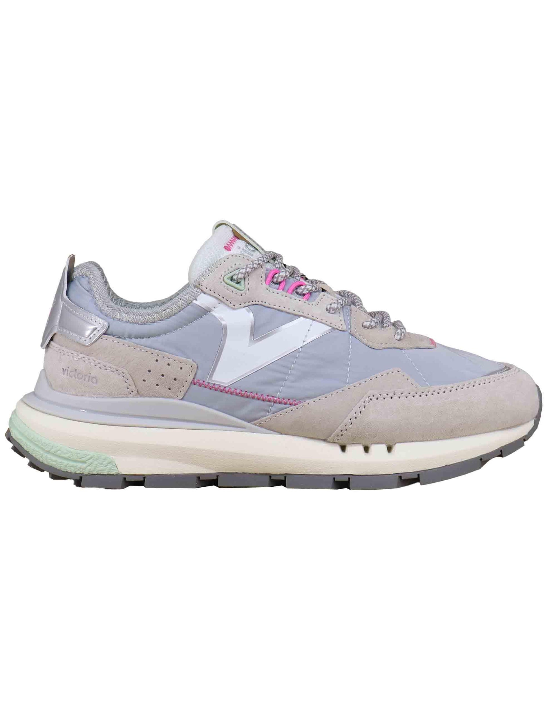 Sneakers donna in pelle e tessuto grigio 8811100 Gris Victoria 