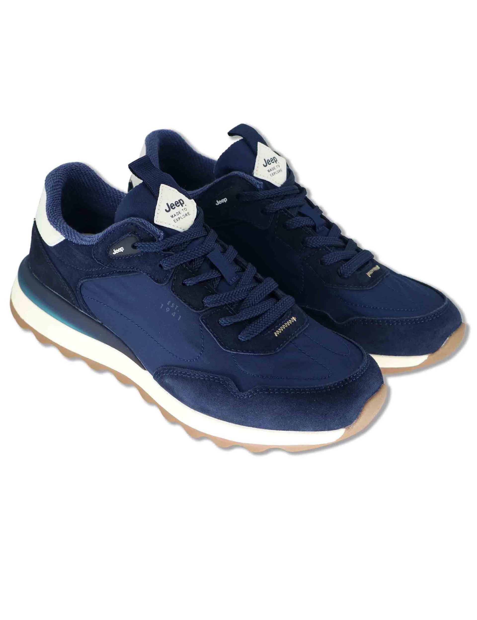 Sneakers uomo Jara in pelle e nylon blu con suola leggera JM61020A 016 Jeep 