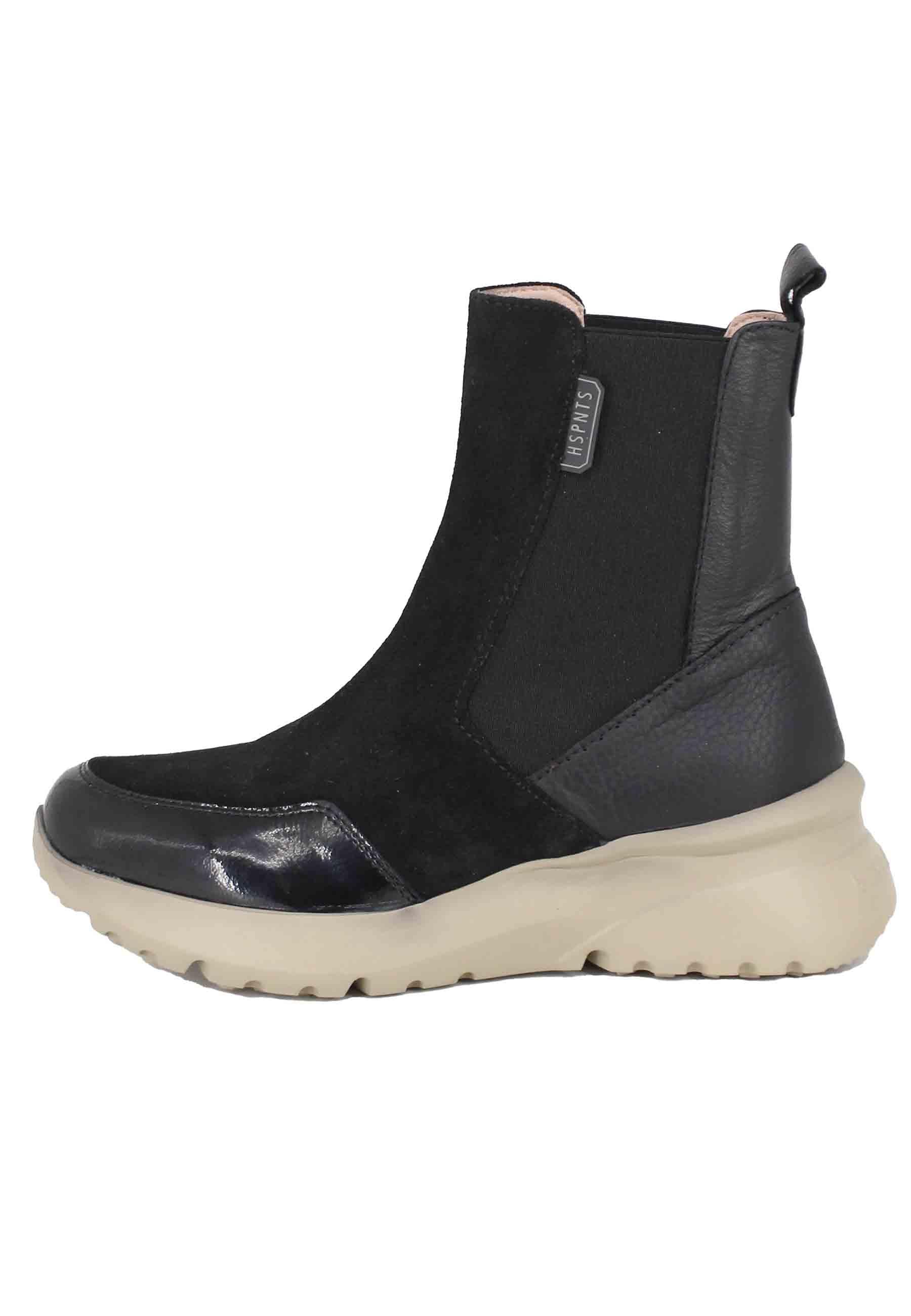 Sneakers donna a stivaletto in pelle e tessuto nero Rio Black HI232961 C010 Hispanitas 