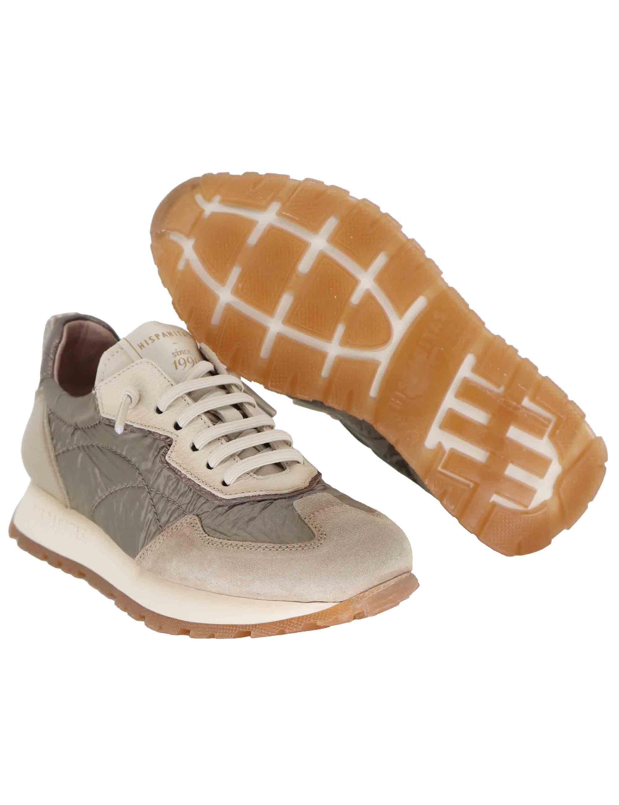 Sneakers donna in camoscio grigio e tessuto con suola running HI254209 C005 Hispanitas 