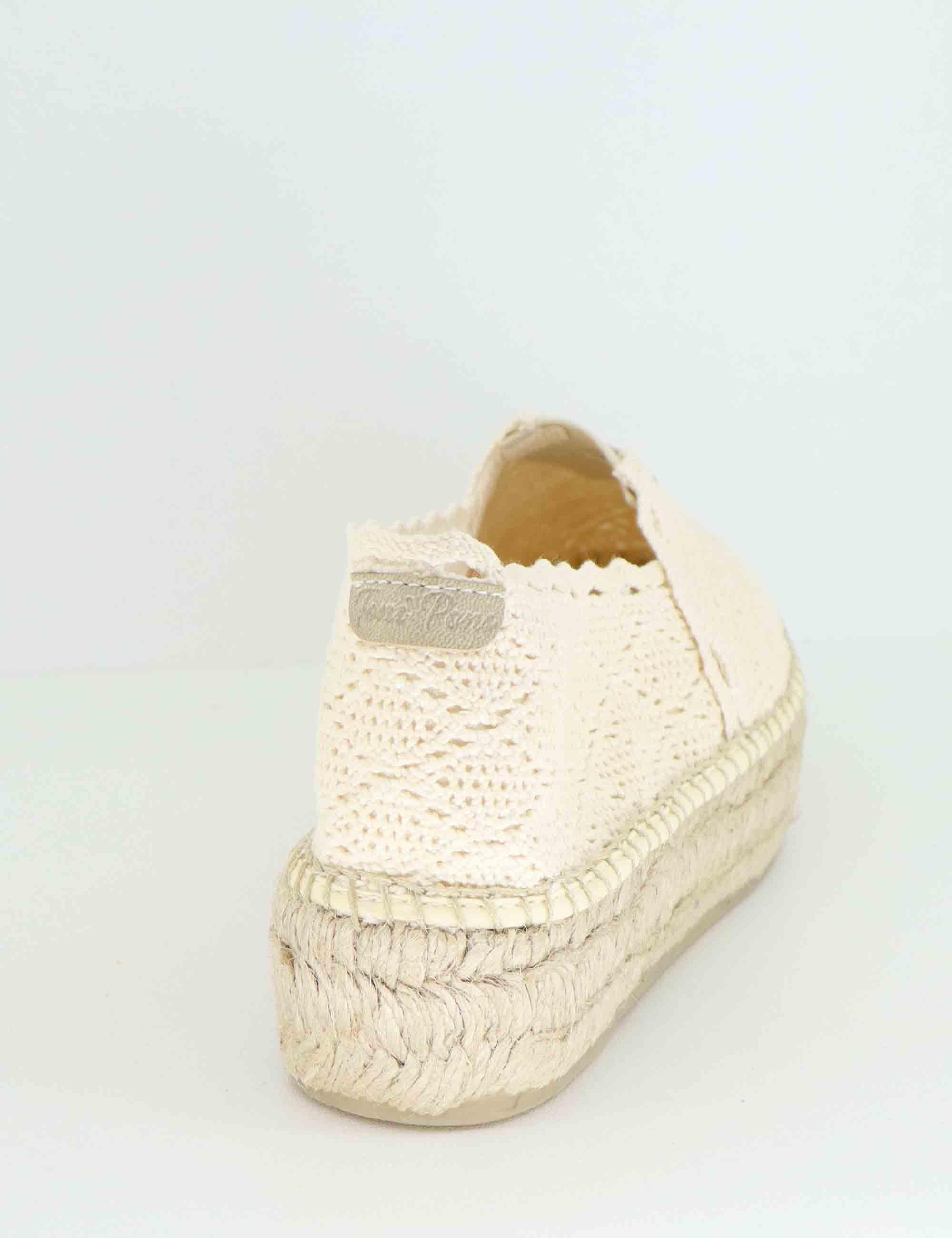 Mocassini donna espadrillas in tessuto off white Aitana Cru Toni Pons 