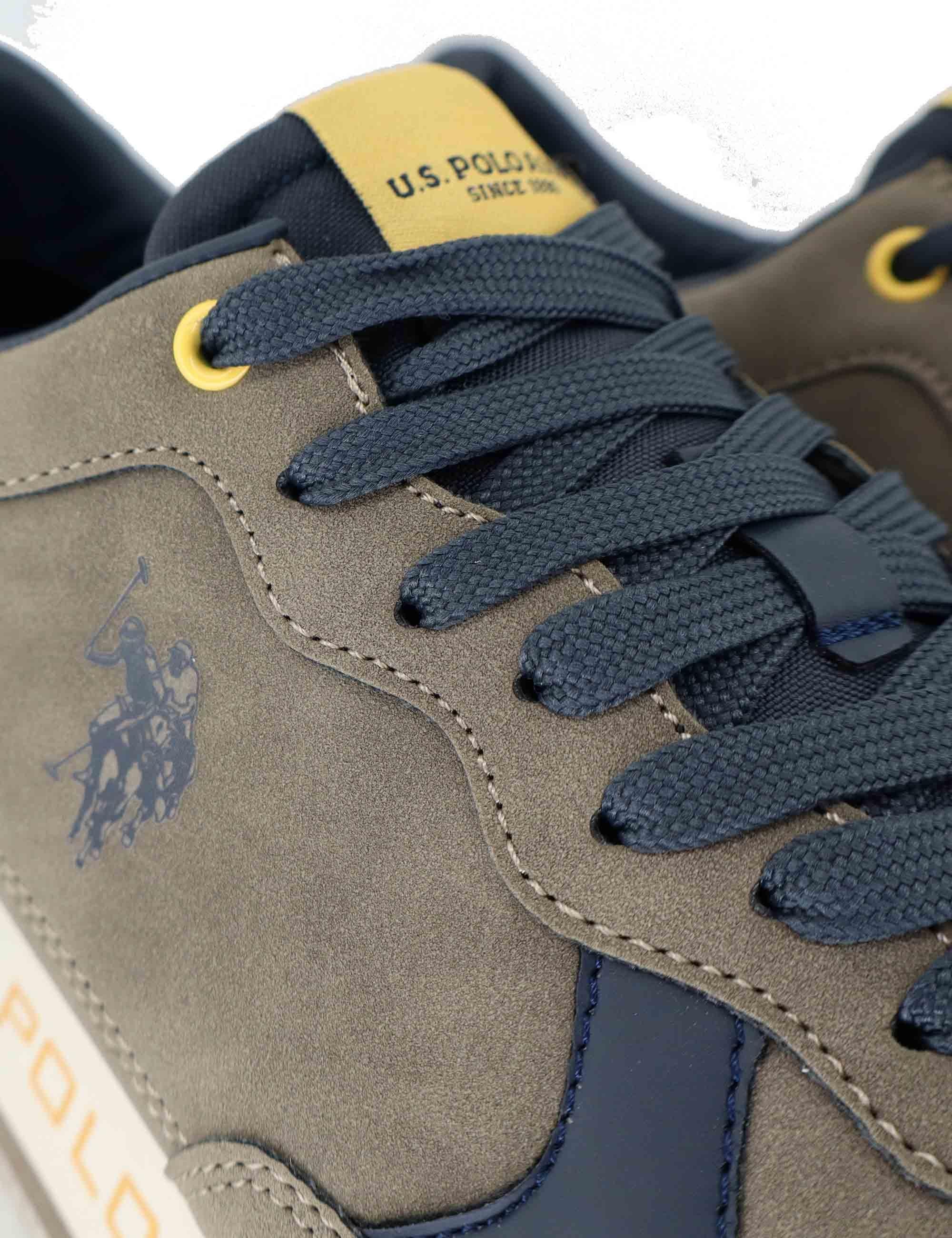 Sneakers uomo in pelle e tessuto taupe con suola alta CLEEF006E BRW-DBL03 U.S. Polo Assn. 