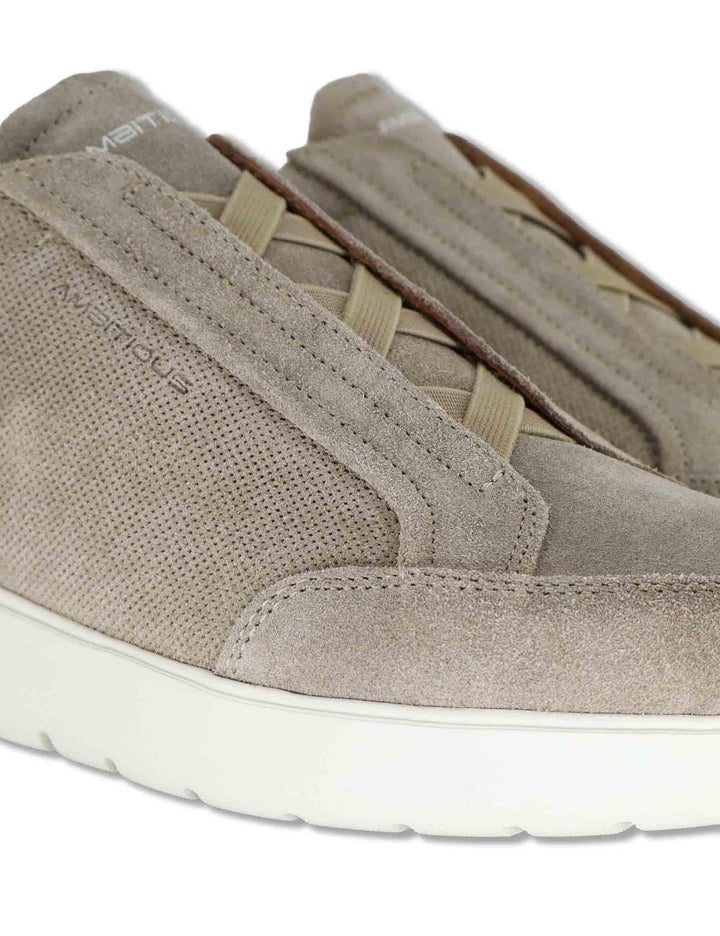 Sneakers uomo Hover in camoscio taupe con elastici e suola alta in gomma 13721A 7338AM Ambitious 