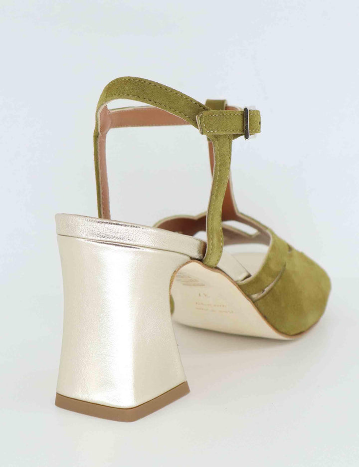 Sandali donna in camoscio verde e pelle laminata 1033 066 Tattoo 