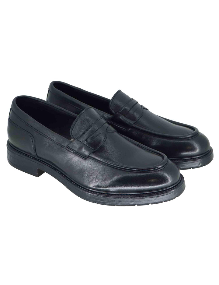 Mocassini uomo in pelle nera con suola in gomma SPGB2070 001 Spatarella 