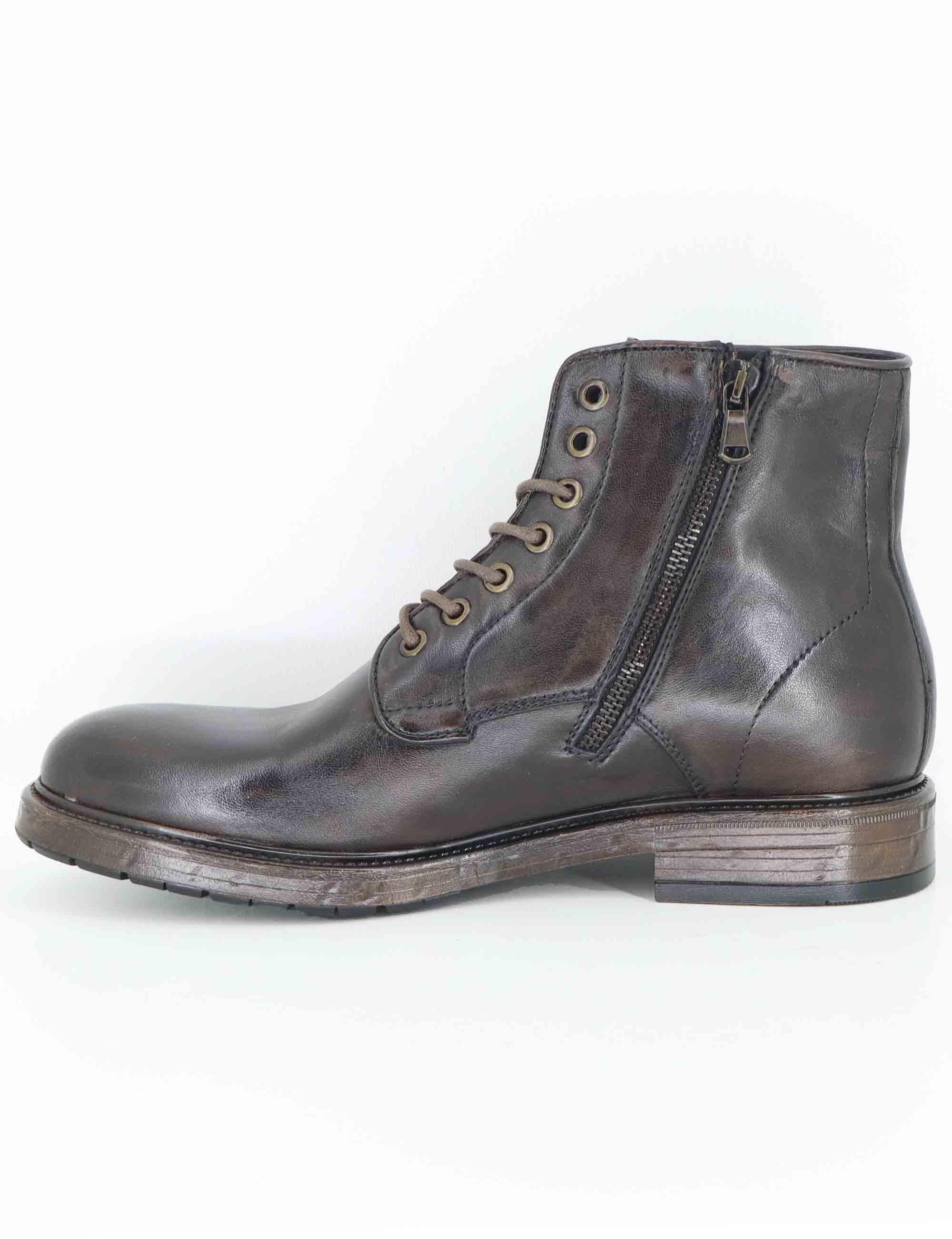 Stivaletti uomo in pelle marorne con zip interna e suola in gomma SPGB2050 014 Spatarella 