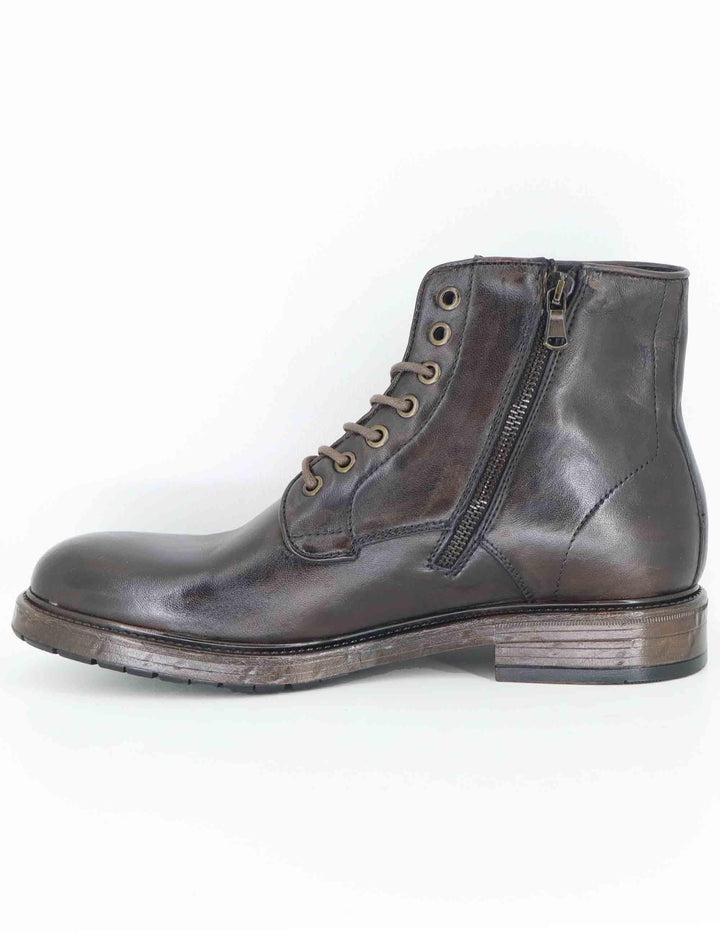 Stivaletti uomo in pelle marorne con zip interna e suola in gomma SPGB2050 014 Spatarella 