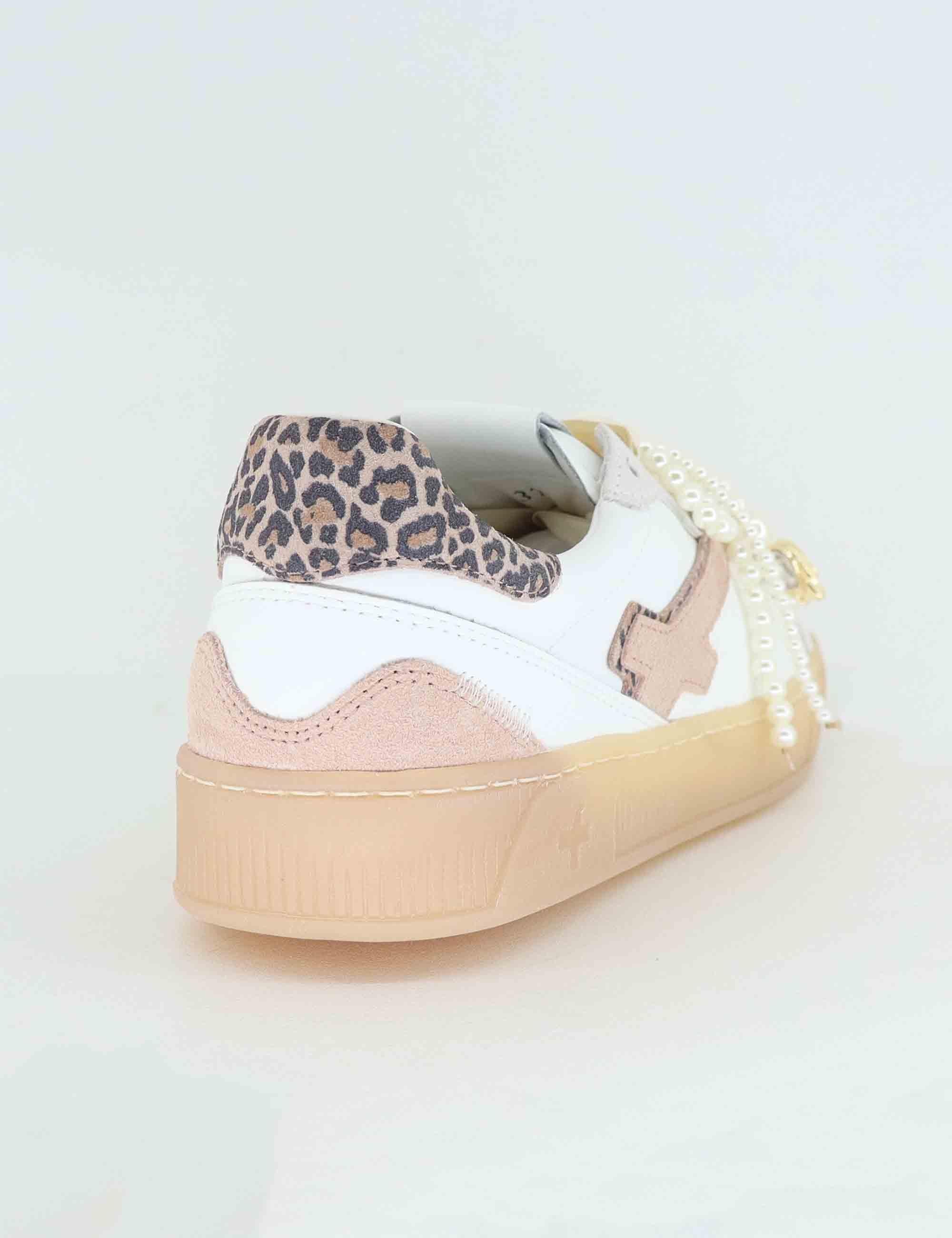 Sneakers donna in pelle bianca con charms BLUE 100 Gio + 