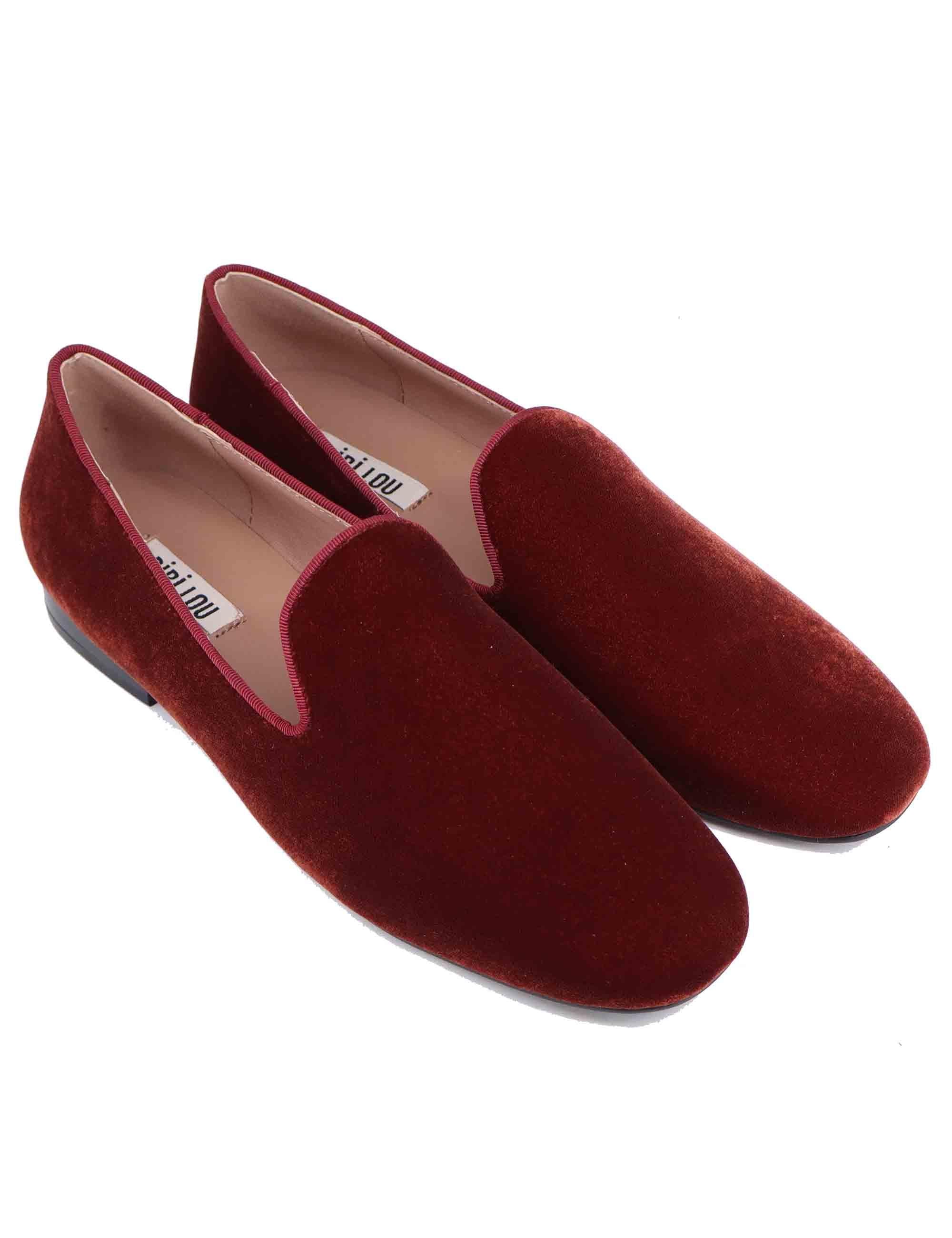 Mocassini Donna in Velluto Bordeaux Bibi Lou 661Z70VK - Tacco Basso