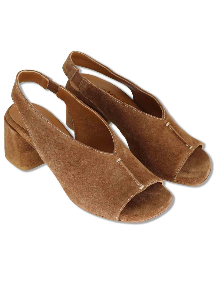 Sandali donna in camoscio cuoio con tacco medio in camoscio SP8220 014 Spatarella 