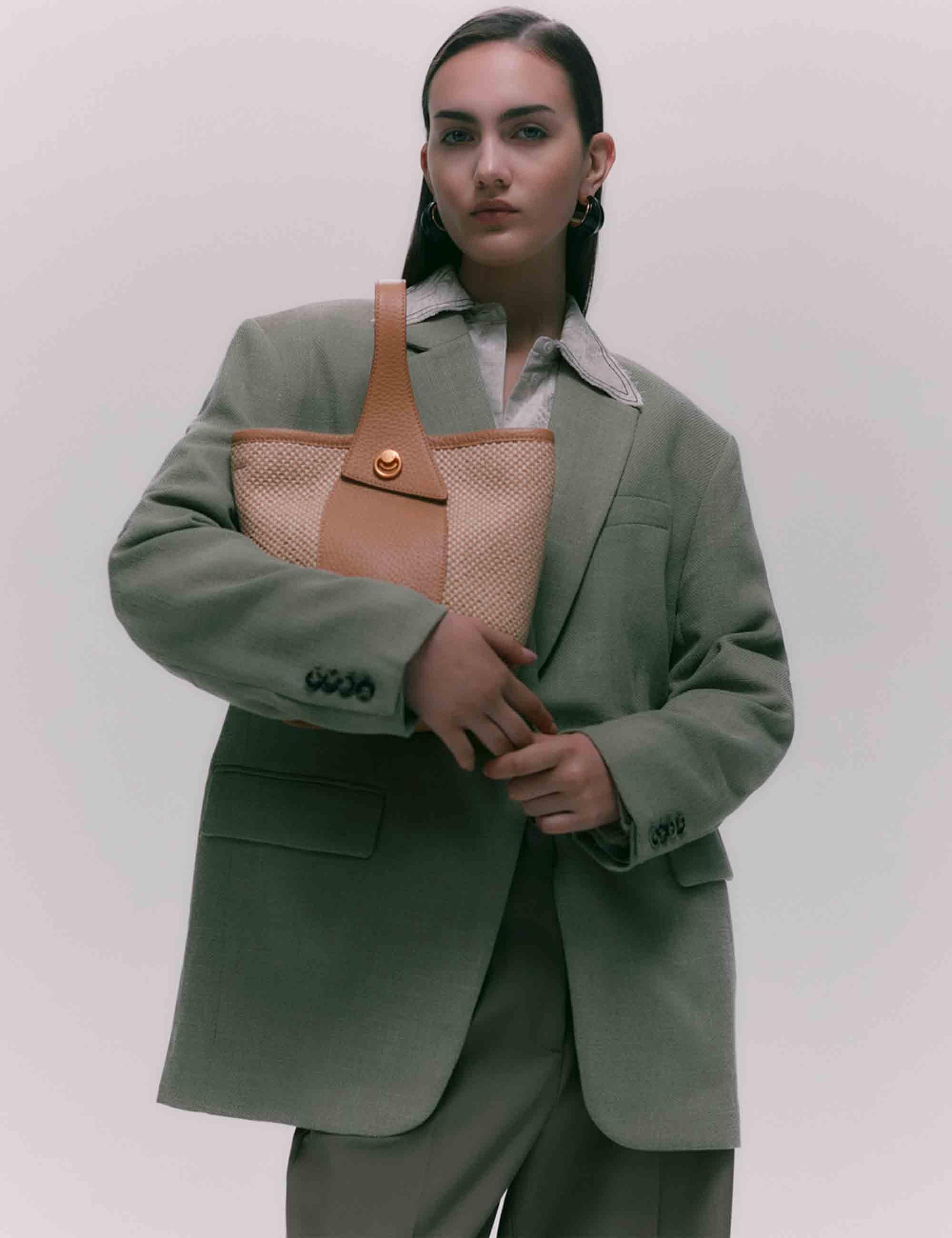 Borse donna Ester in tessuto e pelle celeste BS11380 3615 CST-TKL Gianni Chiarini 