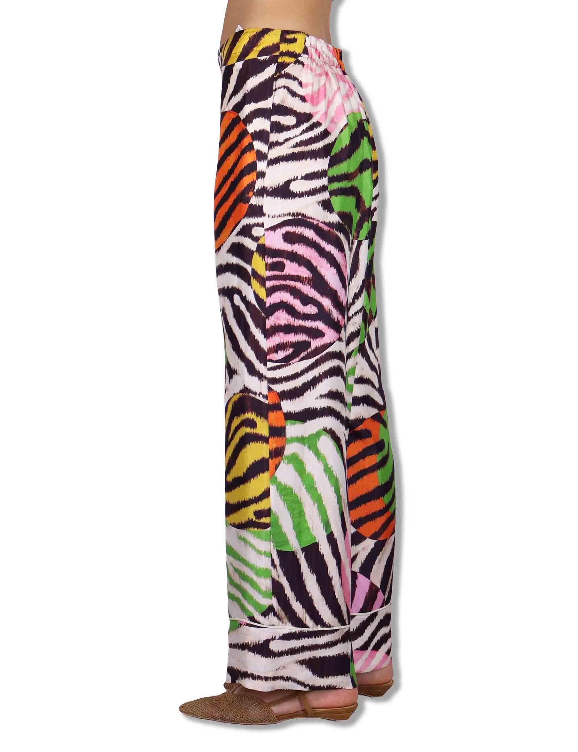 Pantaloni donna Collection Print in seta bianca a fantasia JH807631027 B1141 Maliparmi 