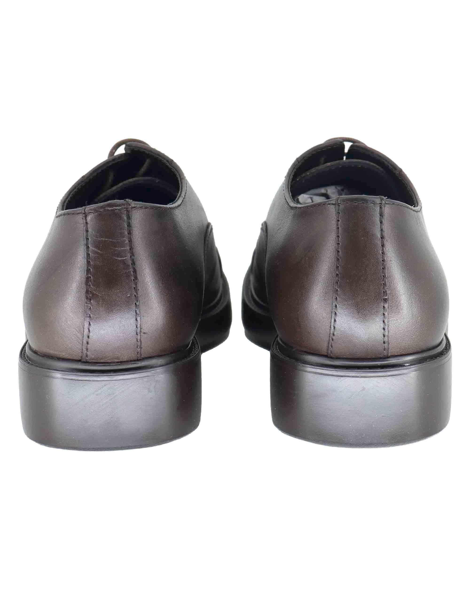 Stringate uomo in pelle marrone con suola in gomma SPDU8040 014 Spatarella 