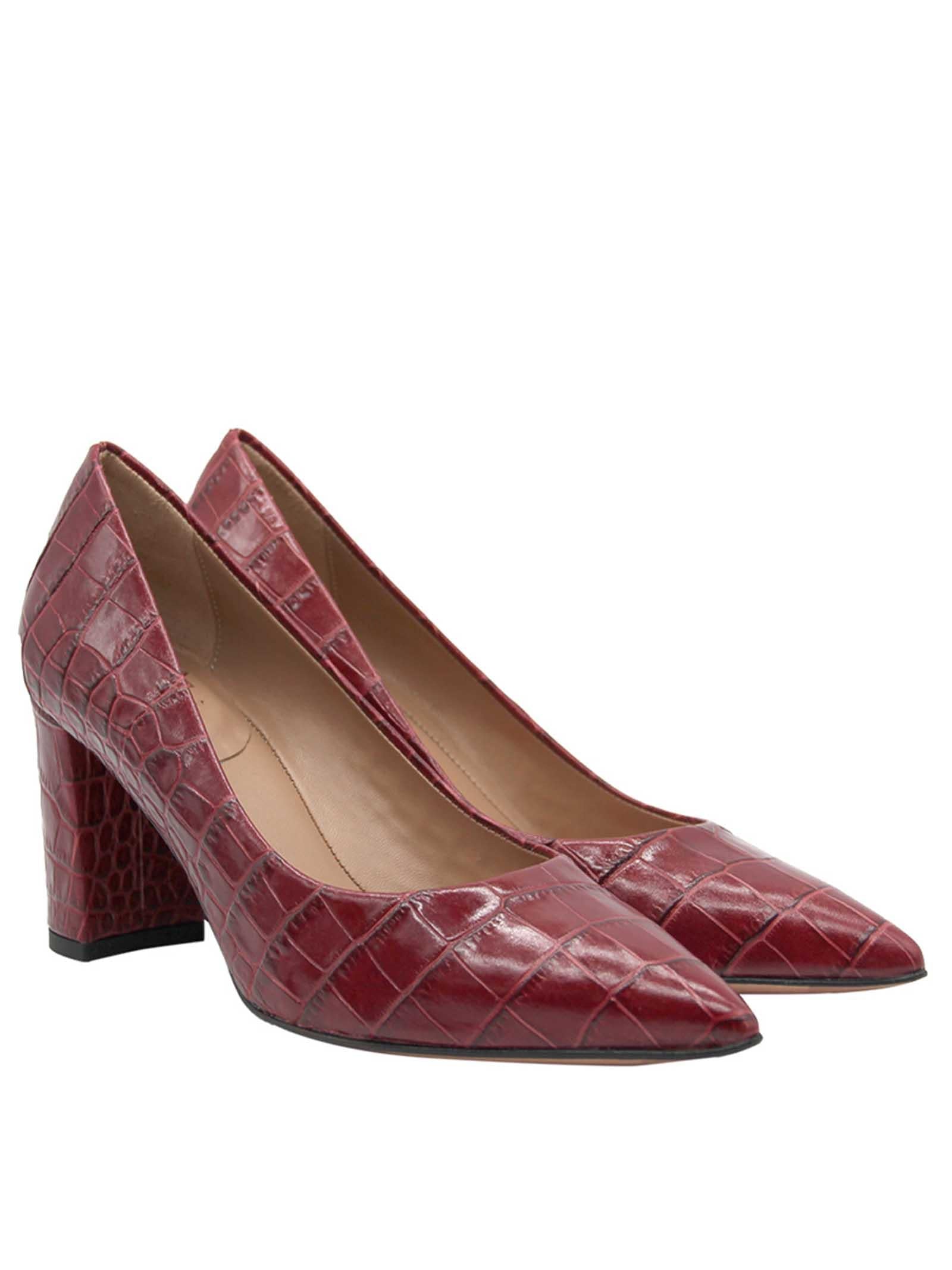 Calzature Donna Décolleté in Pelle Stampata Cocco di Colore Rosso Tacco Alto 6201S ROSSO Fru 