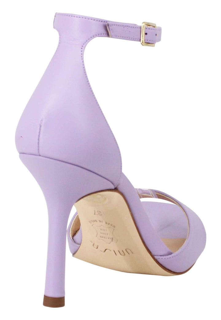 Sandali donna in pelle lilla con tacco alto e cinturino alla caviglia YASU NS LILA Unisa 