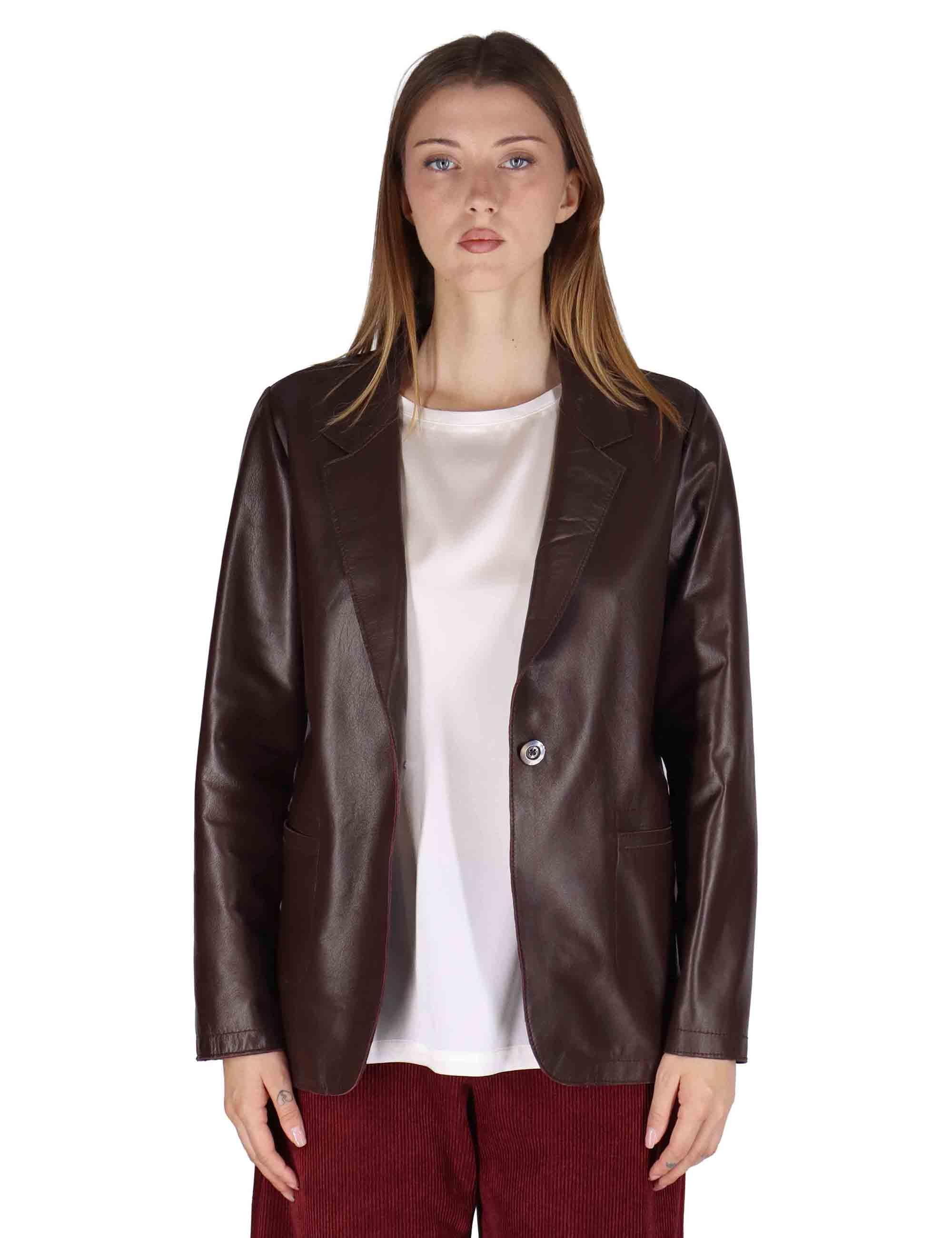 Giacche donna in pelle prugna un bottone SP2375 005 Spatarella 