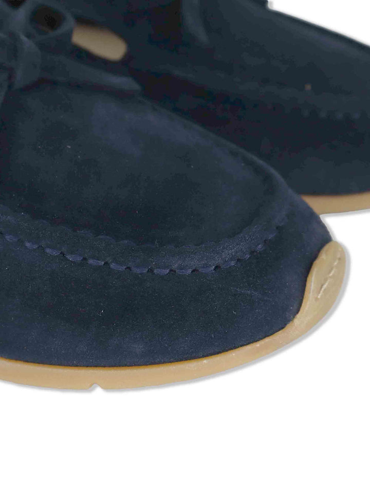 Mocassini donna in pelle blu con fiocchetti e suola bassa in gomma SP60109 002 Spatarella 