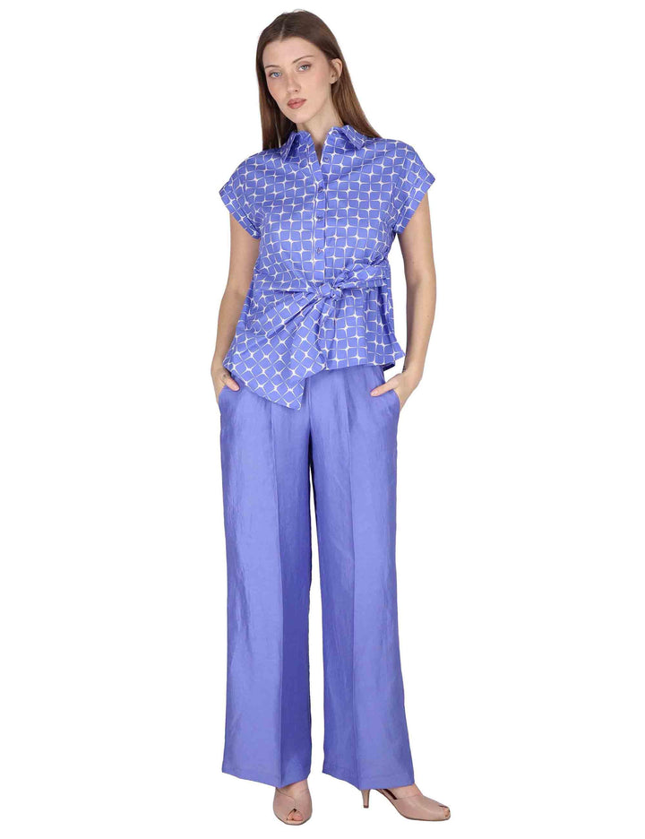 Camicie smanicate donna Knotted Shirt in cotone celeste con cintura JABCM0001-F1385-1241 6090 Justmine 