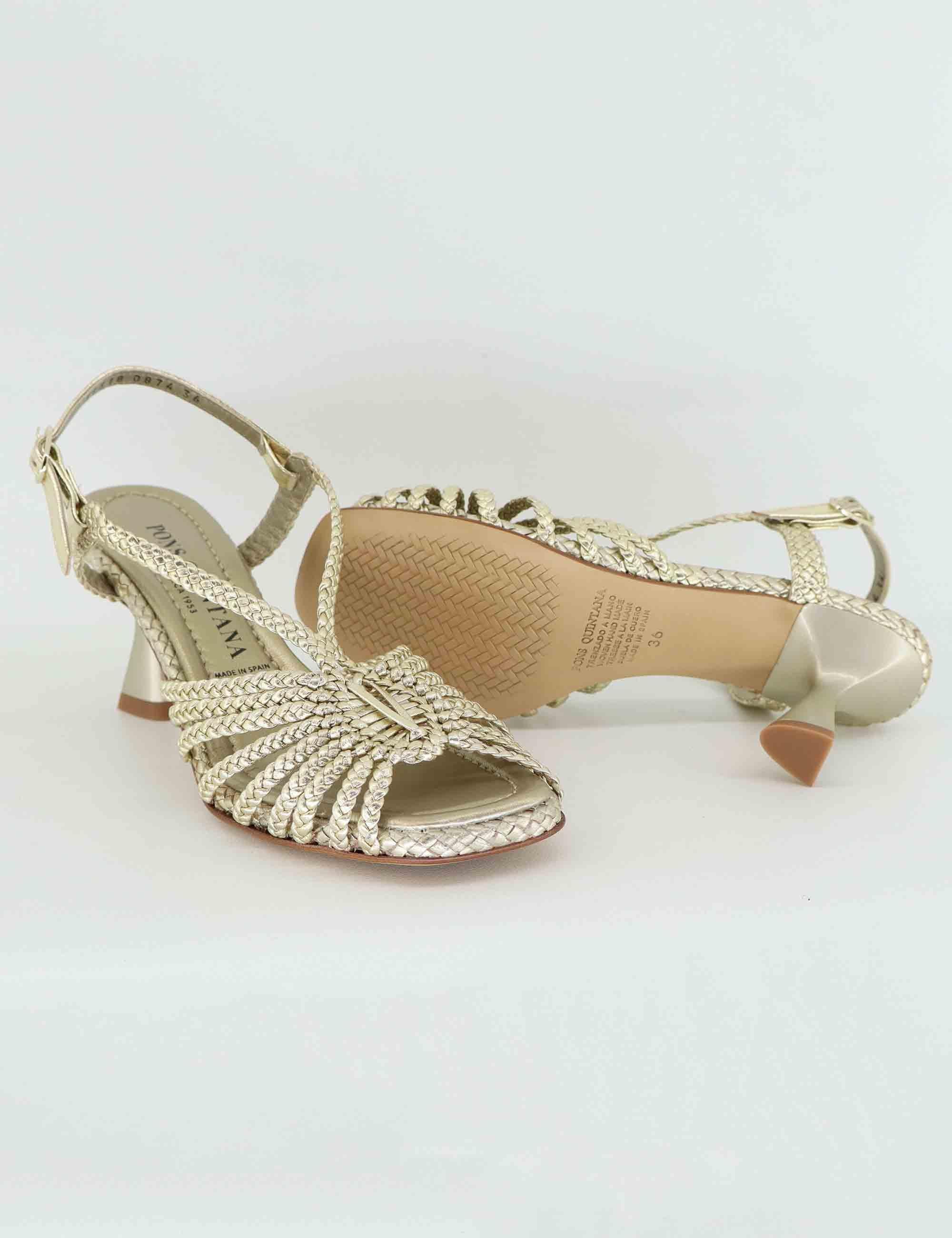 Slingback donna in pelle laminata platino con tacco alto 10874.000 66 Pons Quintana 