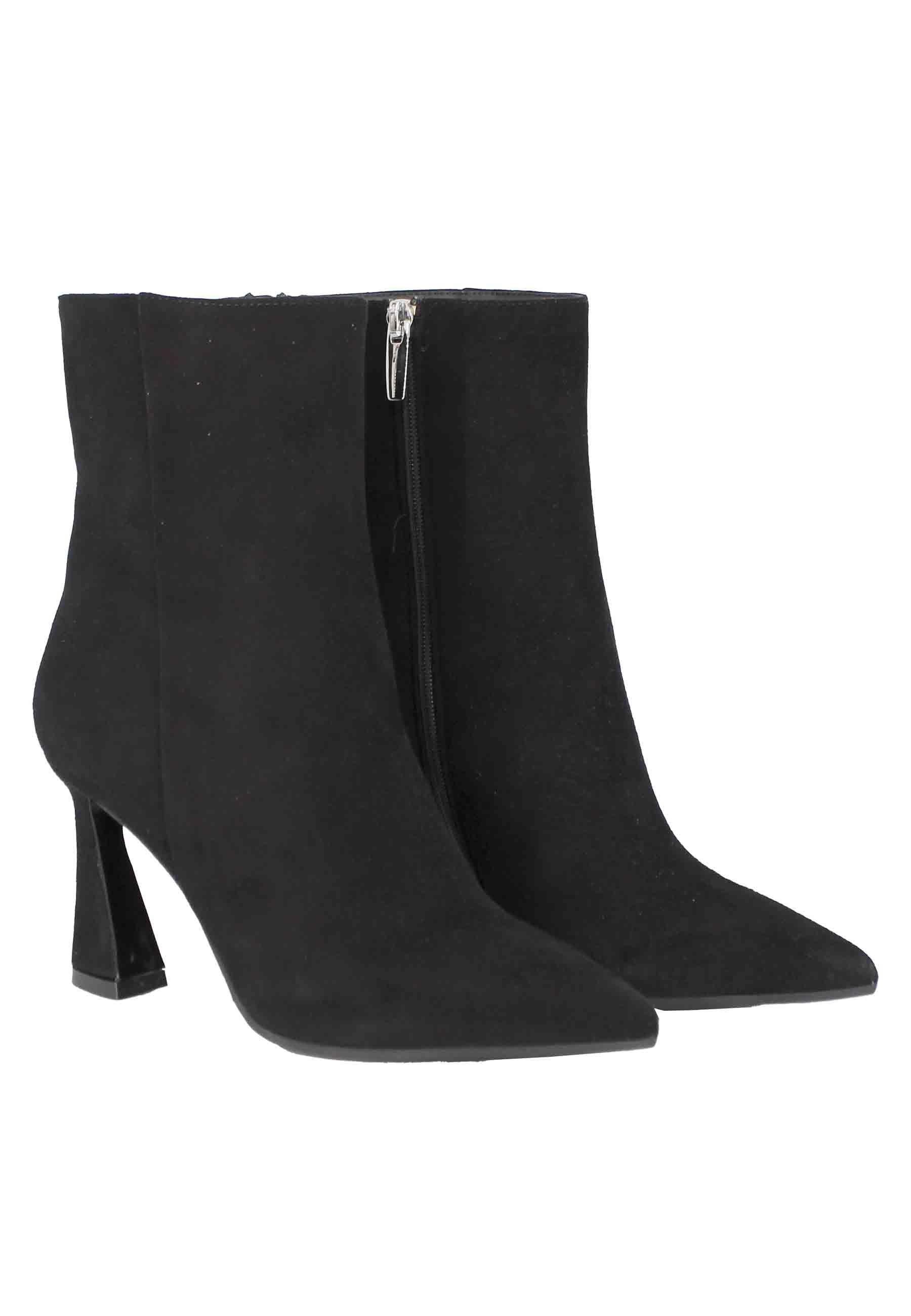 Stivaletti Donna in Camoscio Nero SP1716 - Tacco Alto Spatarella