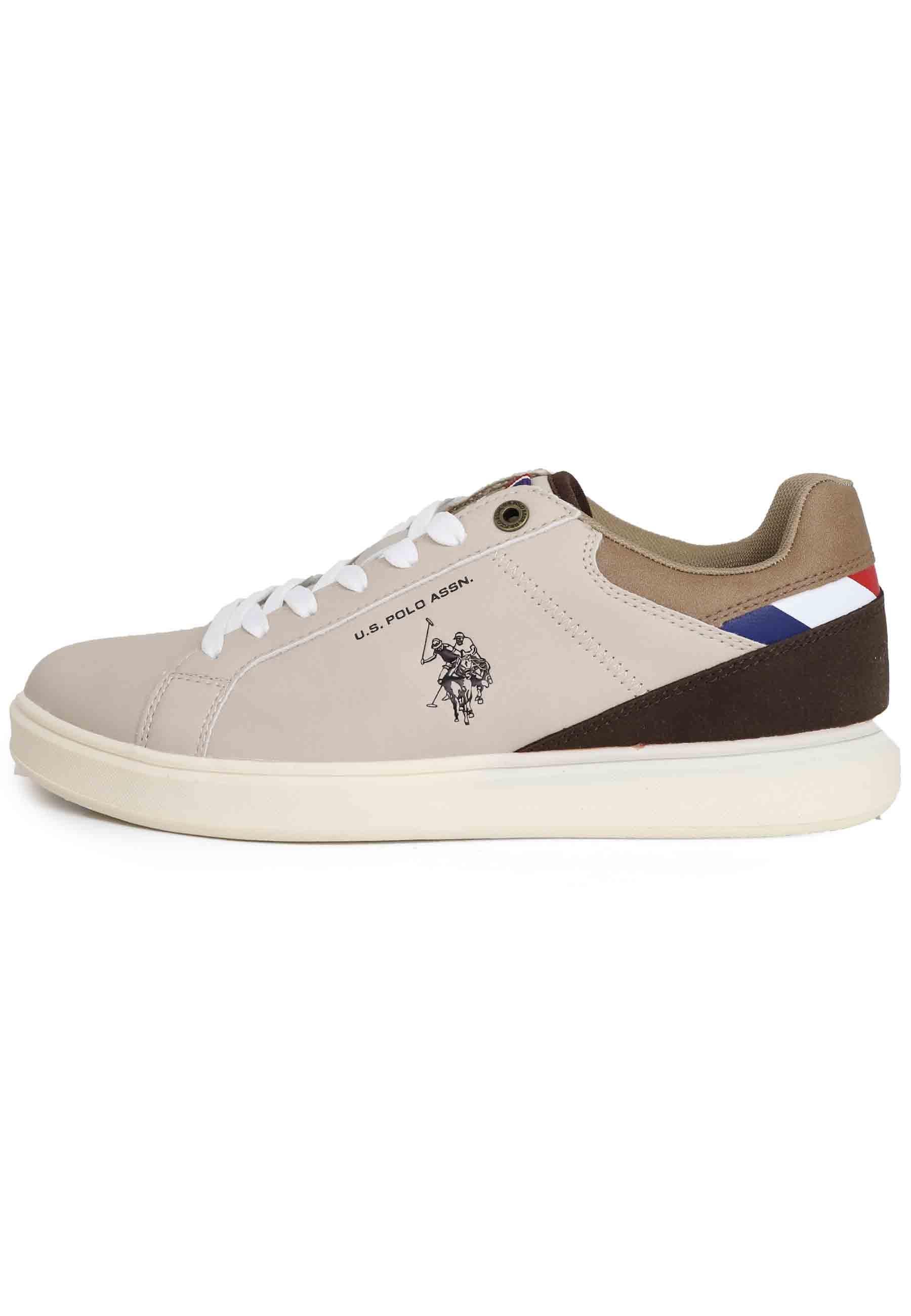 Sneakers uomo in eco pelle taupe ROKKO001B LBE-TAU01 U.S. Polo Assn. 