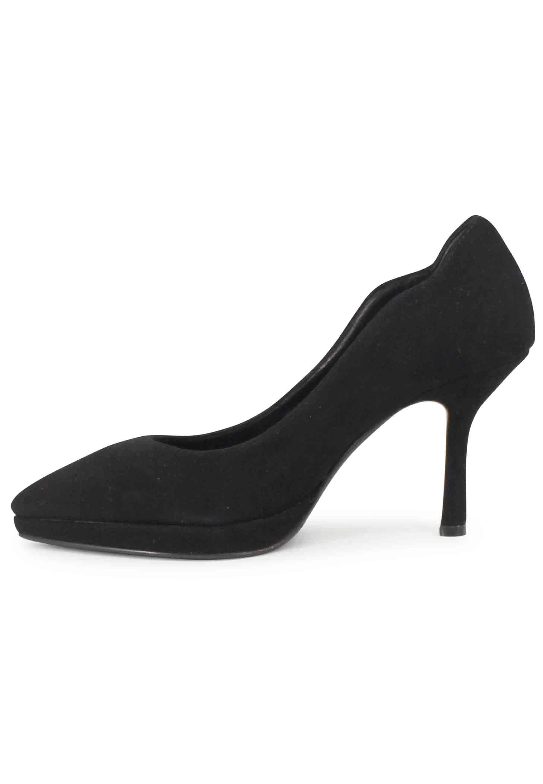 Decollete donna in camoscio nero tacco alto DE1698/PLT 16 L'Arianna 