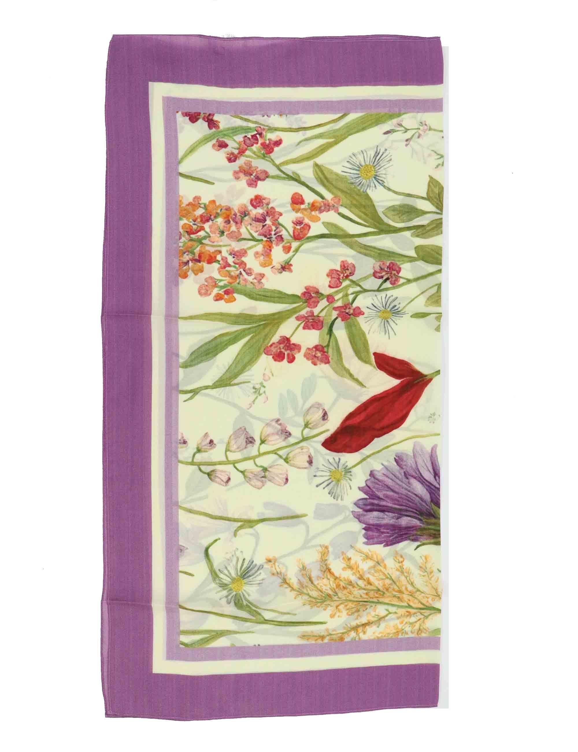 Foulard donna in pura seta a fantasia off white Bloom 60260055 0026 Pyaar 