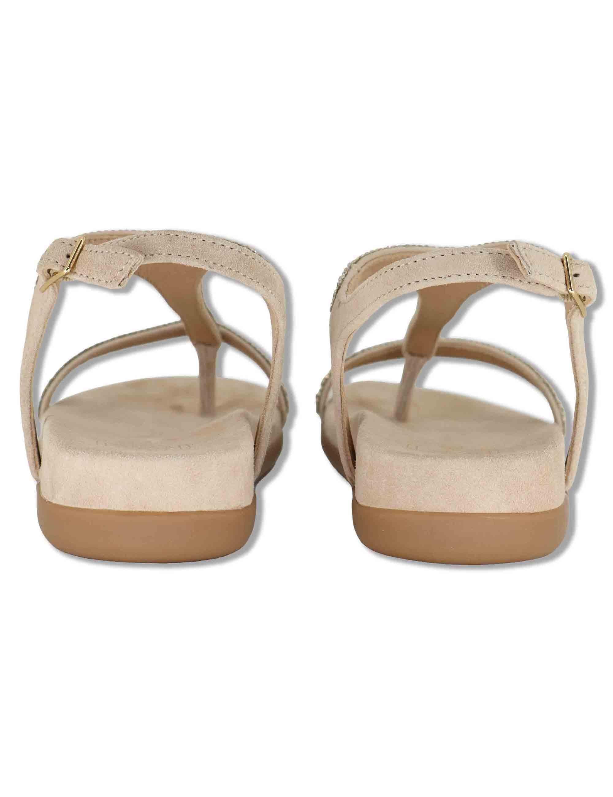 Sandali donna infradito in glitter nude con zeppa bassa in gomma CANADA KS SKIN Unisa 