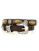 Brown leather studded double wrap bracelets for women C002270ND X3014 C1501