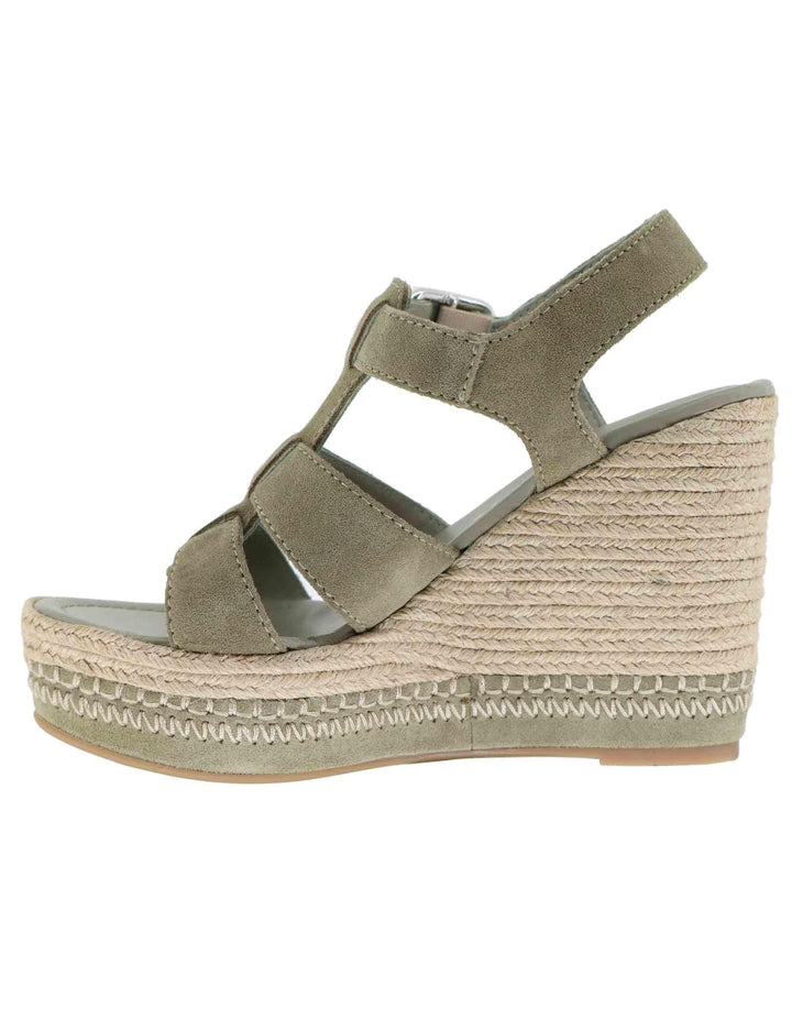 Sandali espadrillas donna in camoscio verde con zeppa alta MAYARA BS_MATCHA Unisa 