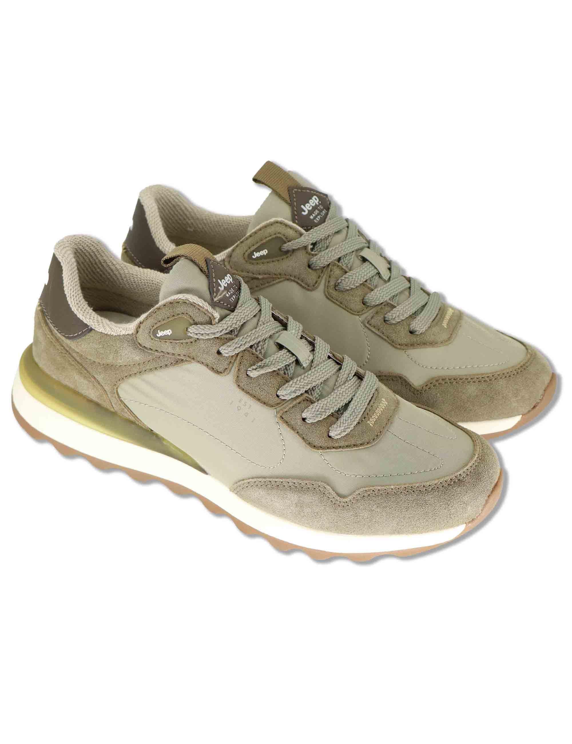 Sneakers uomo Jara in pelle e nylon verde con suola leggera JM61020A 036 Jeep 
