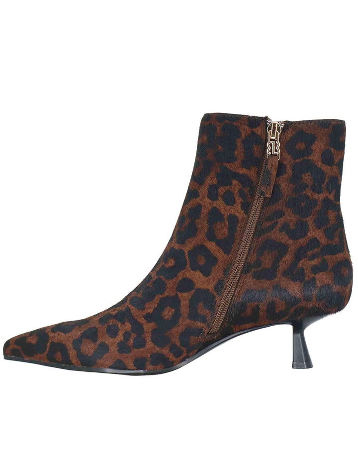 Stivaletti donna in pelle animalier marrone con tacco basso e punta a punta 501T91VK 39 Bibi Lou 