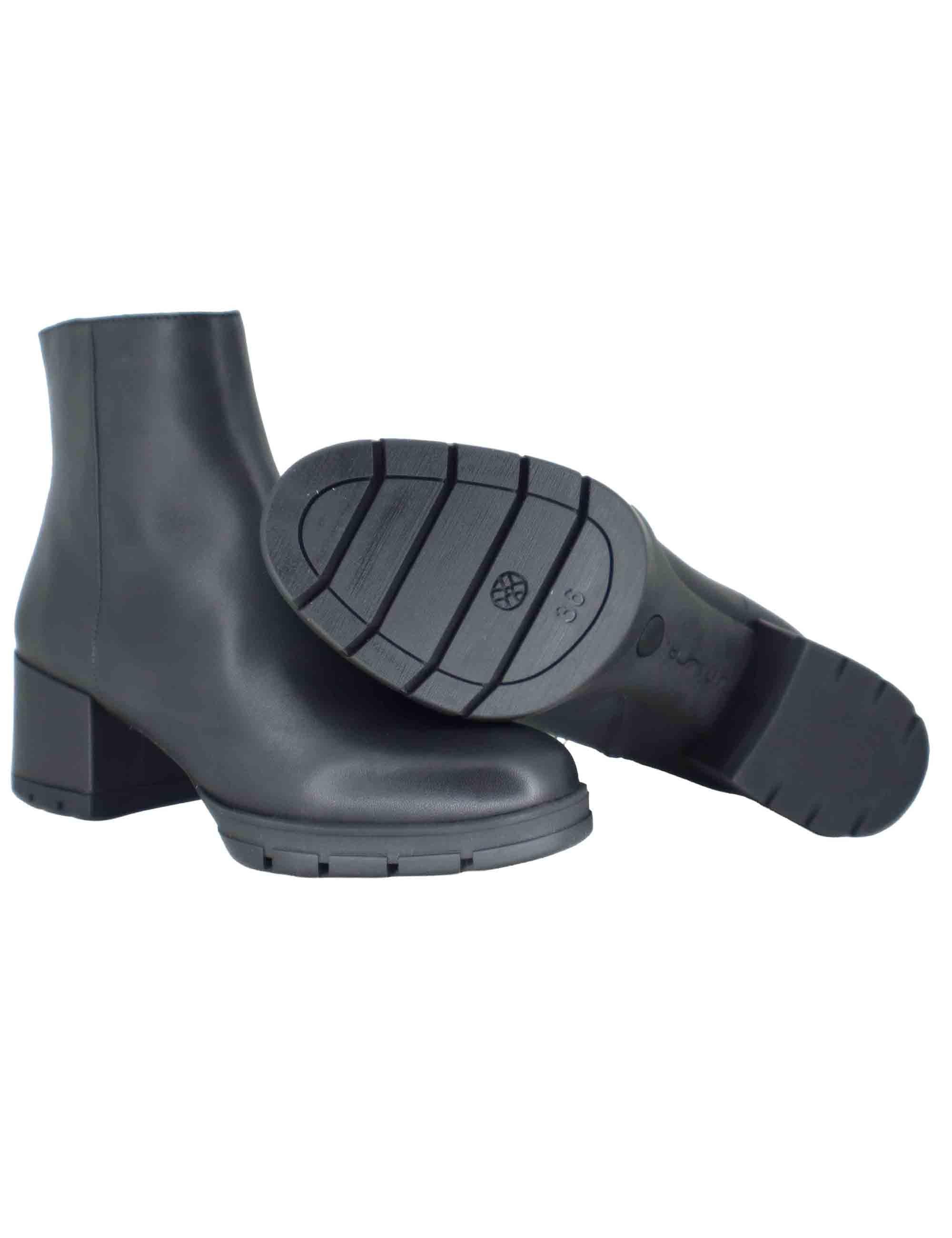 Stivaletti donna in pelle nera con tacco basso JAYDI STT BLACK Unisa 