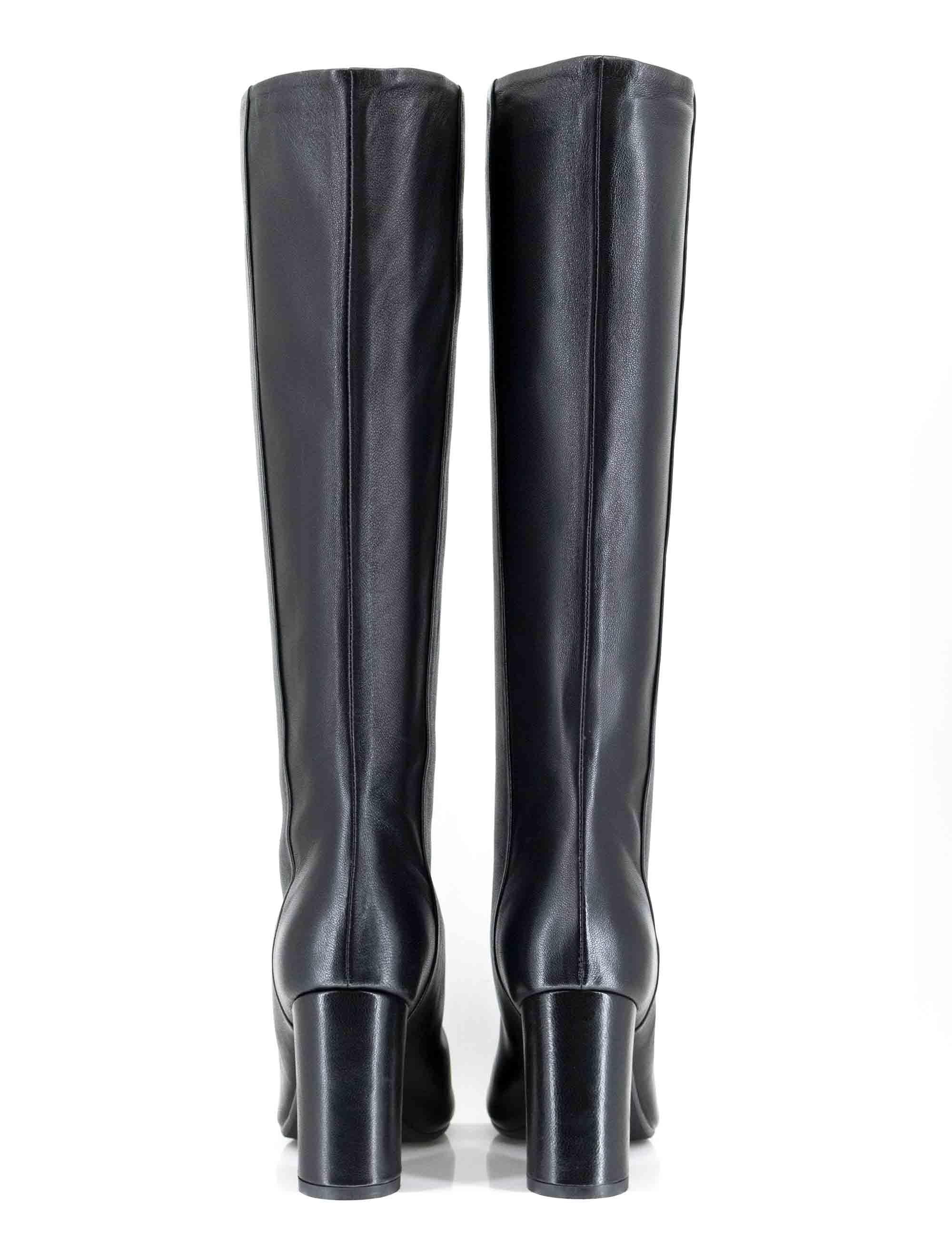 Stivali donna a tubo in pelle nera tacco alto R1346 001 Bianca Di 